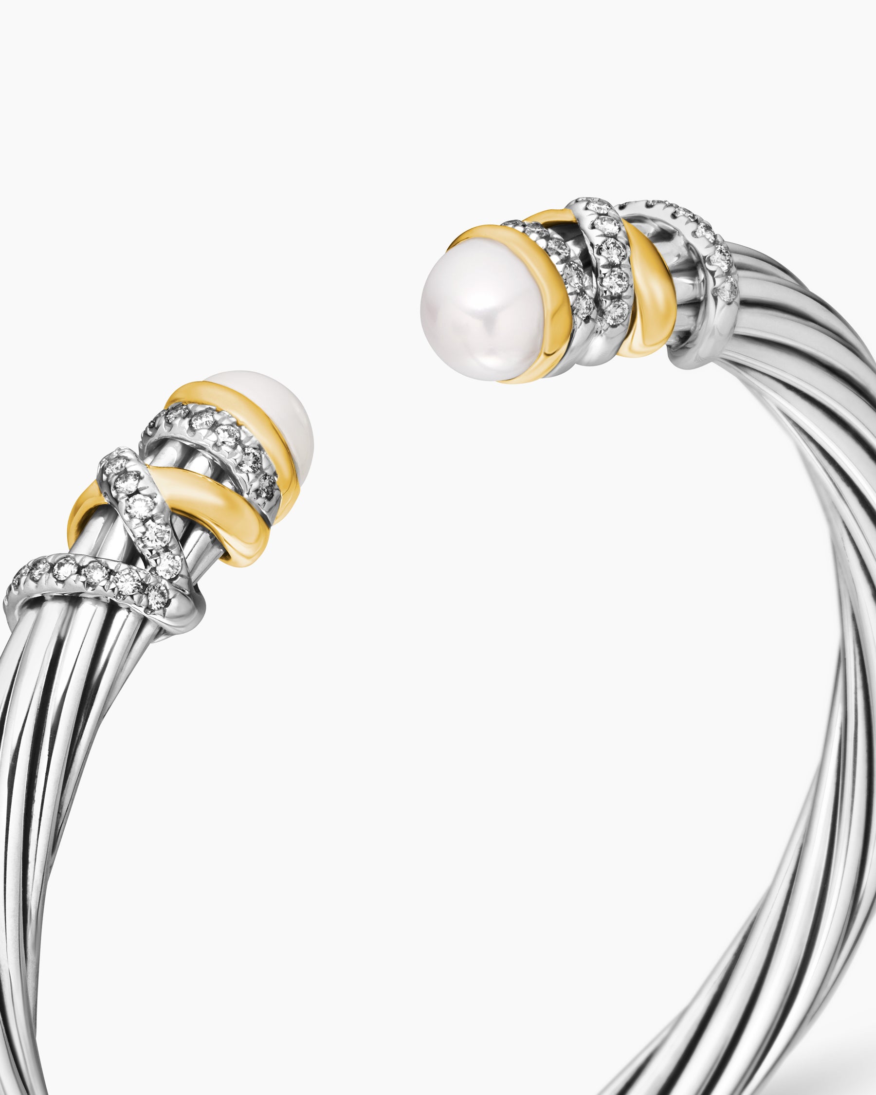 Helena Bracelet in Sterling Silver with 18K Yellow Gold, Pearls and Diamonds, 6mm - Image 5
