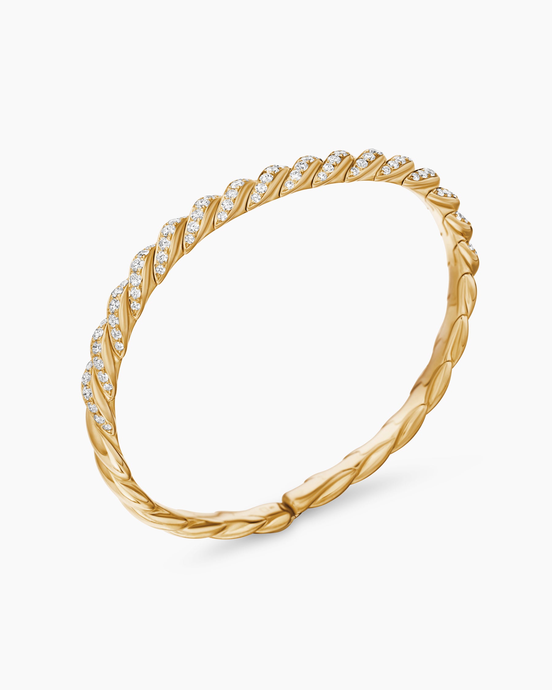 Sculpted Cable Flex Bracelet in 18K Yellow Gold with Diamonds, 5mm - Image 3