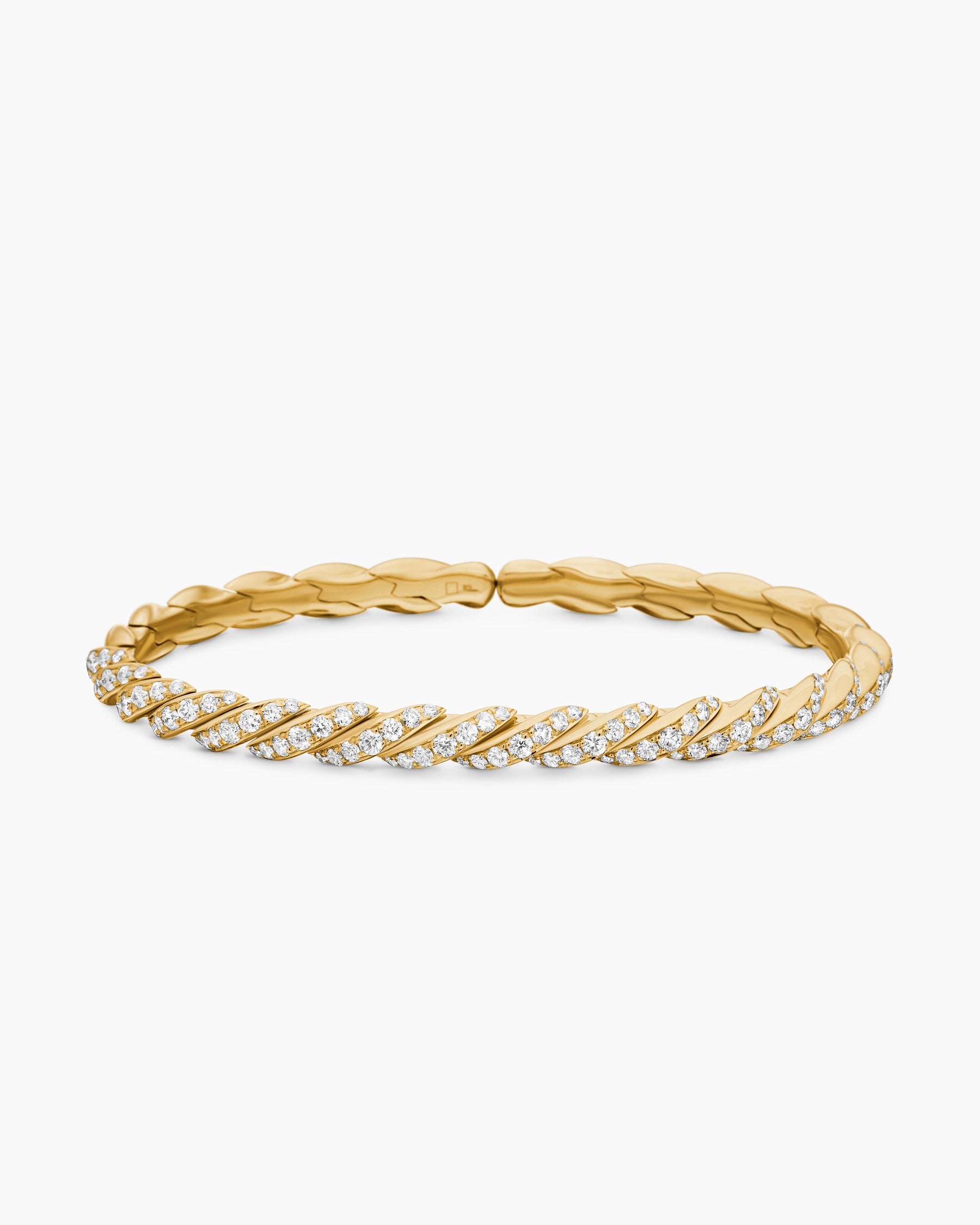 Sculpted Cable Flex Bracelet in 18K Yellow Gold with Diamonds, 5mm - Image 4