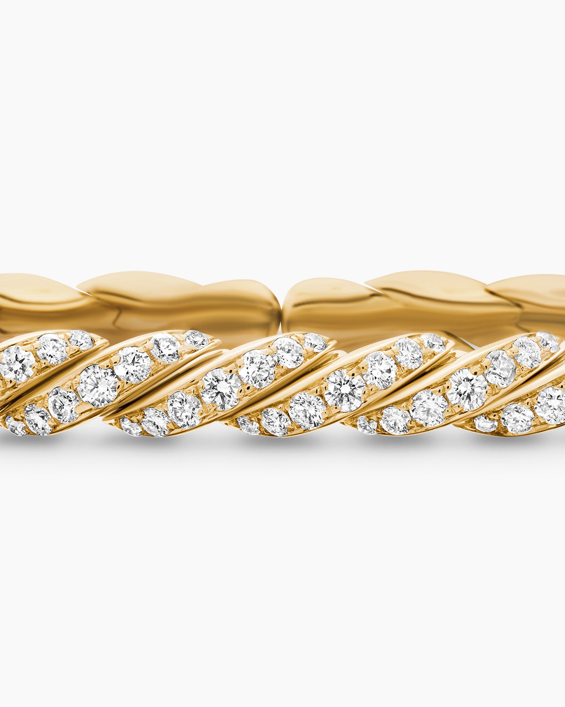 Sculpted Cable Flex Bracelet in 18K Yellow Gold with Diamonds, 5mm - Image 6