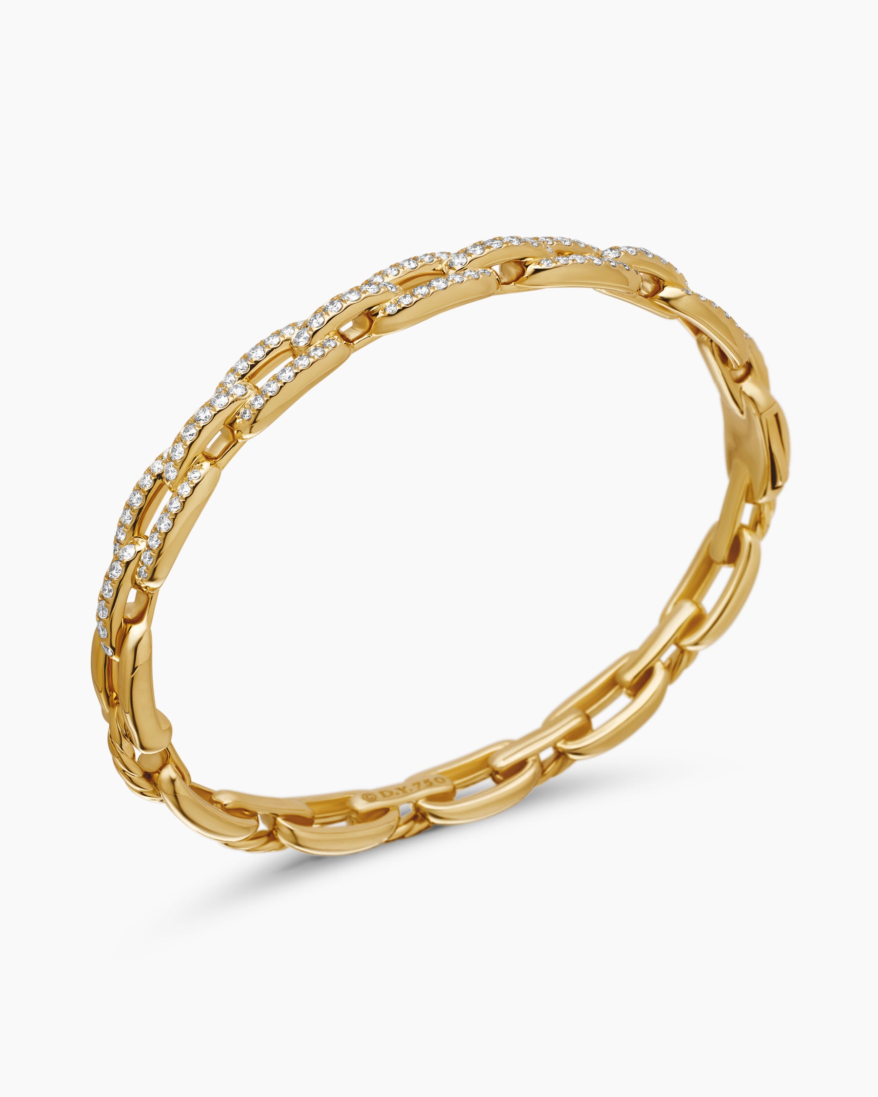 Stax Chain Link Bracelet in 18K Yellow Gold with Diamonds, 7mm - Image 3