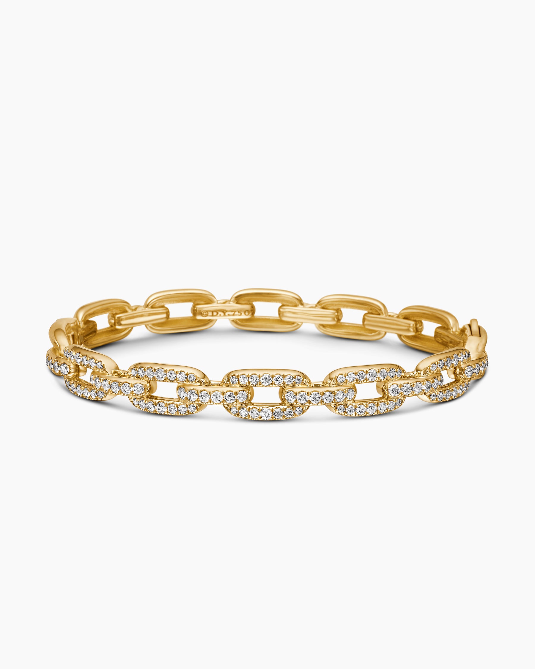 Stax Chain Link Bracelet in 18K Yellow Gold with Diamonds, 7mm - Image 4