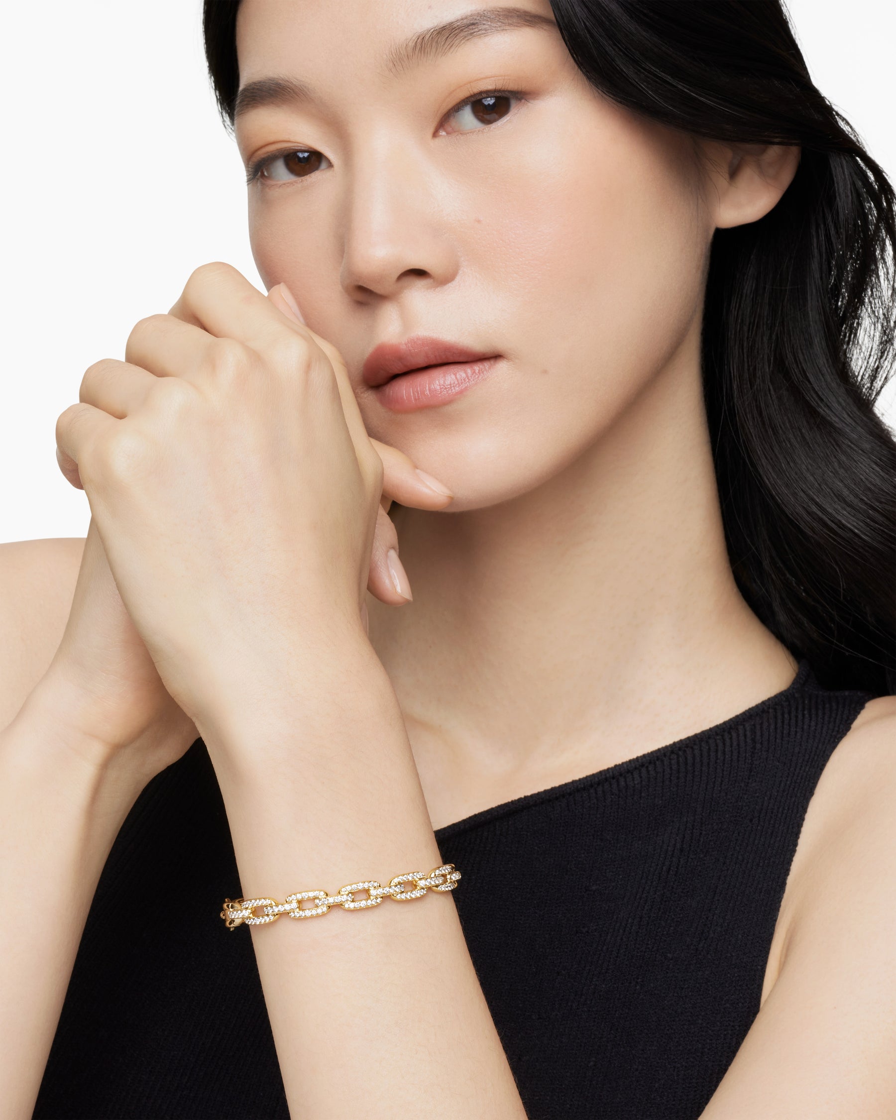 Stax Chain Link Bracelet in 18K Yellow Gold with Diamonds, 7mm - Image 7
