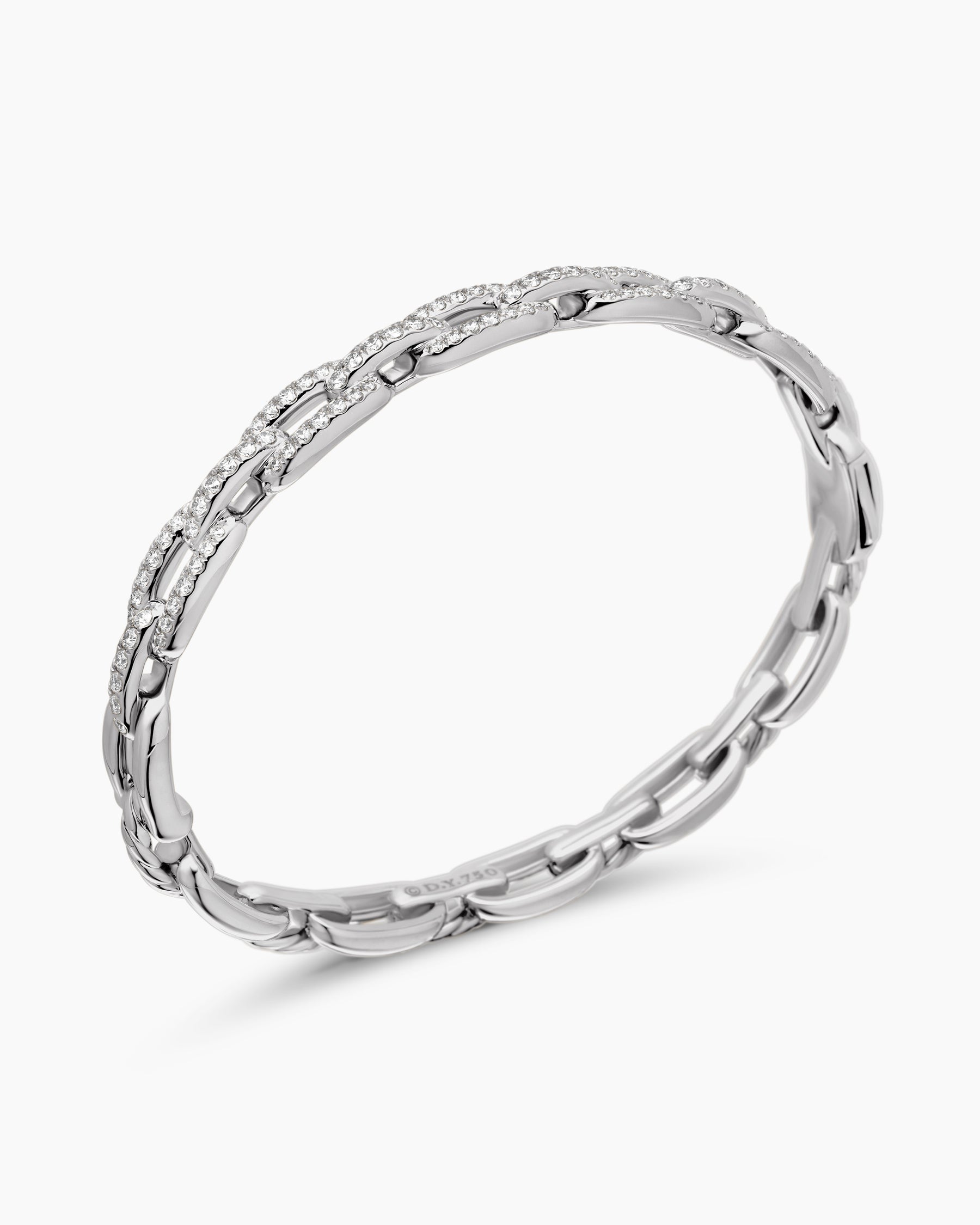 Stax Chain Link Bracelet in 18K White Gold with Diamonds, 7mm - Image 3