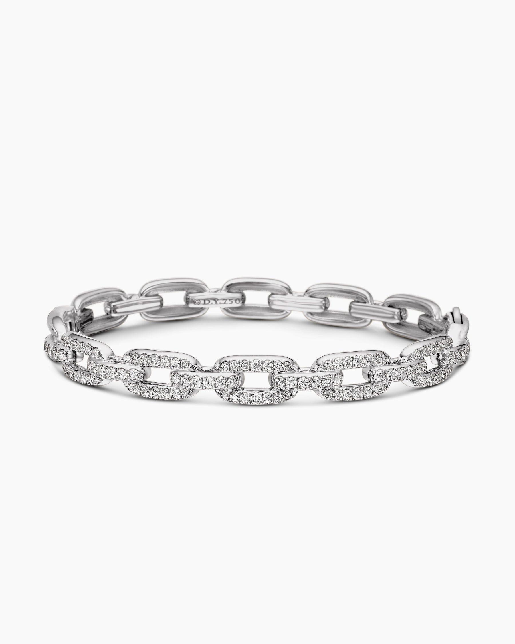 Stax Chain Link Bracelet in 18K White Gold with Diamonds, 7mm - Image 4