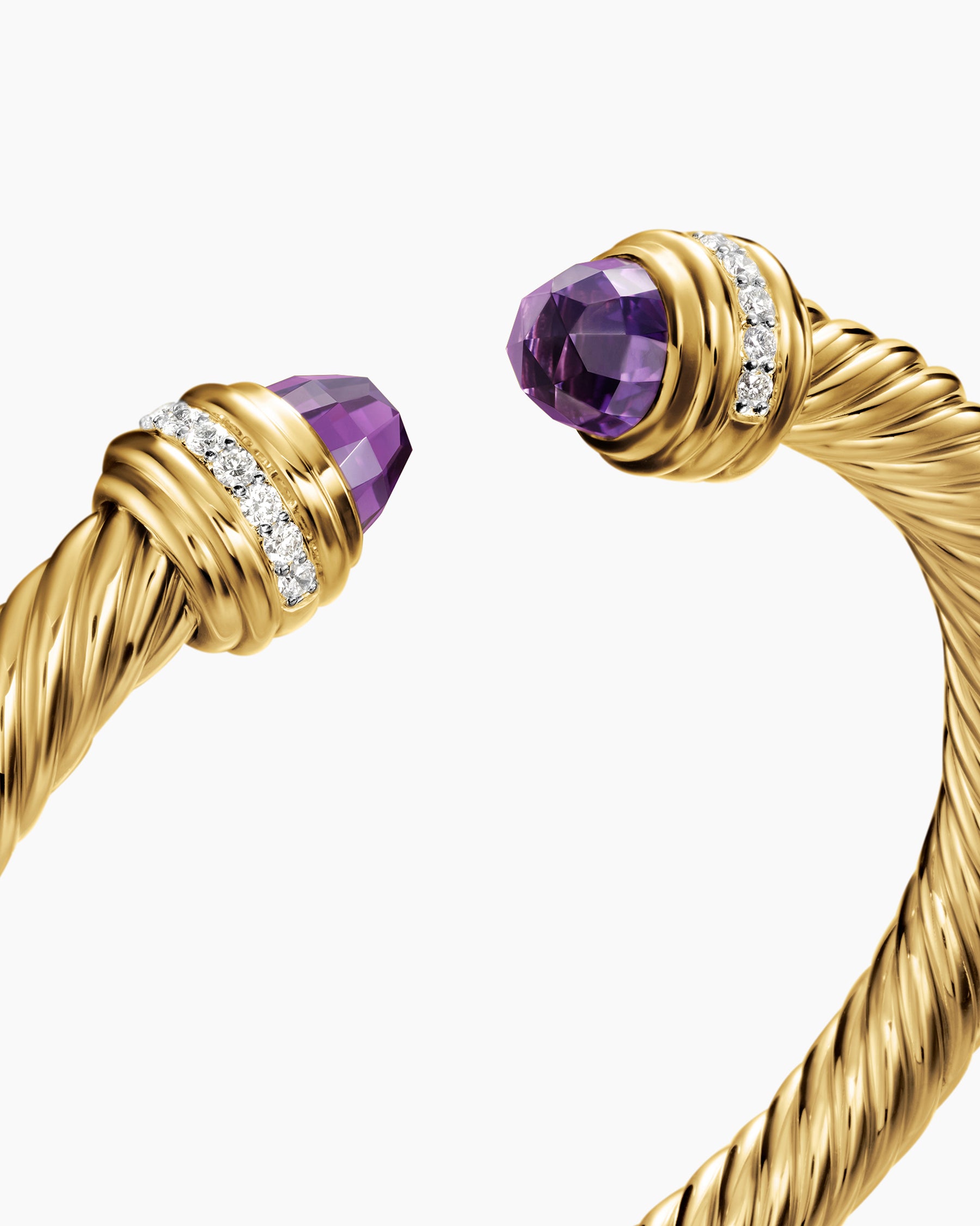 Classic Cablespira Bracelet in 18K Yellow Gold with Amethyst and Diamonds, 7mm - Image 5