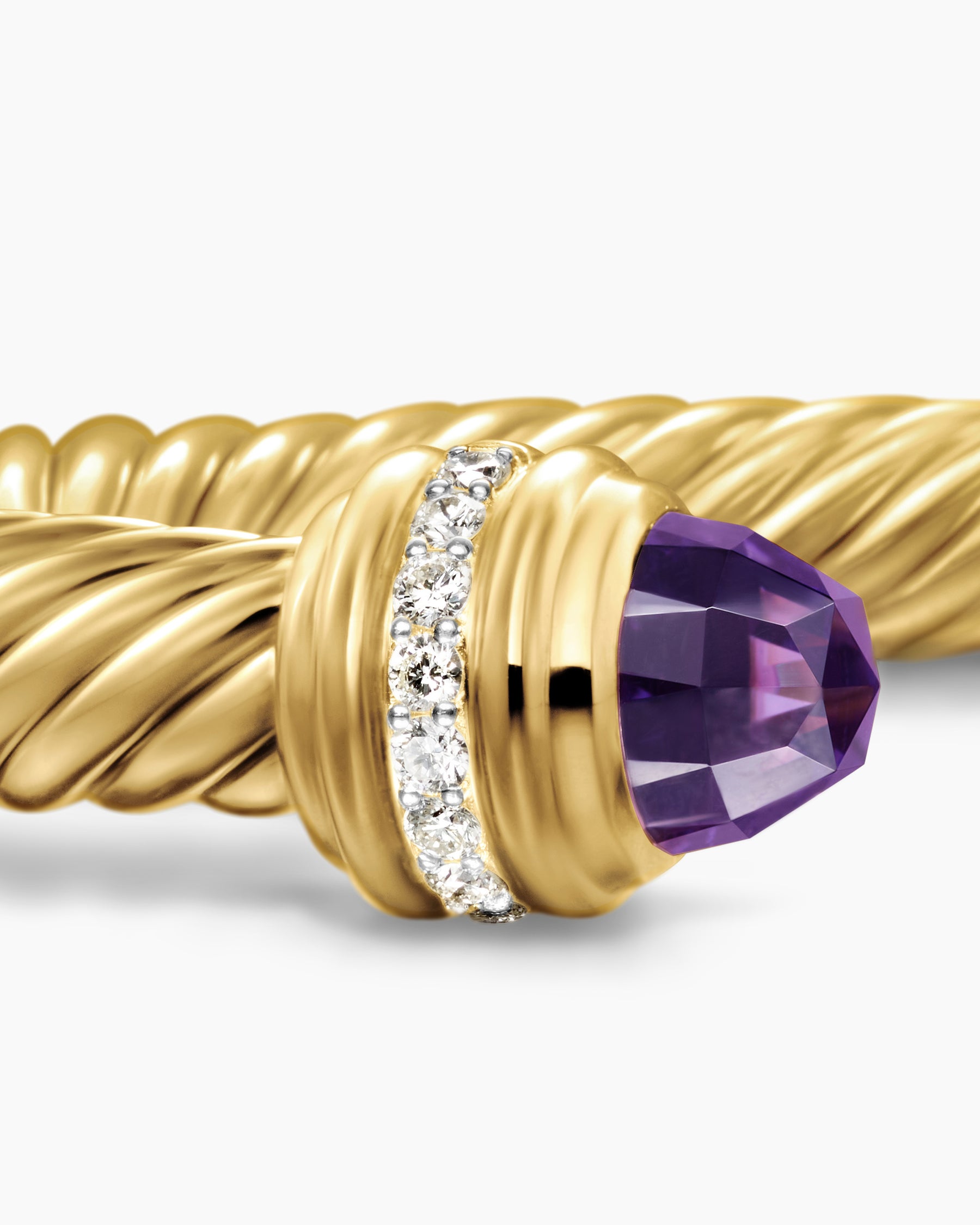 Classic Cablespira Bracelet in 18K Yellow Gold with Amethyst and Diamonds, 7mm - Image 6