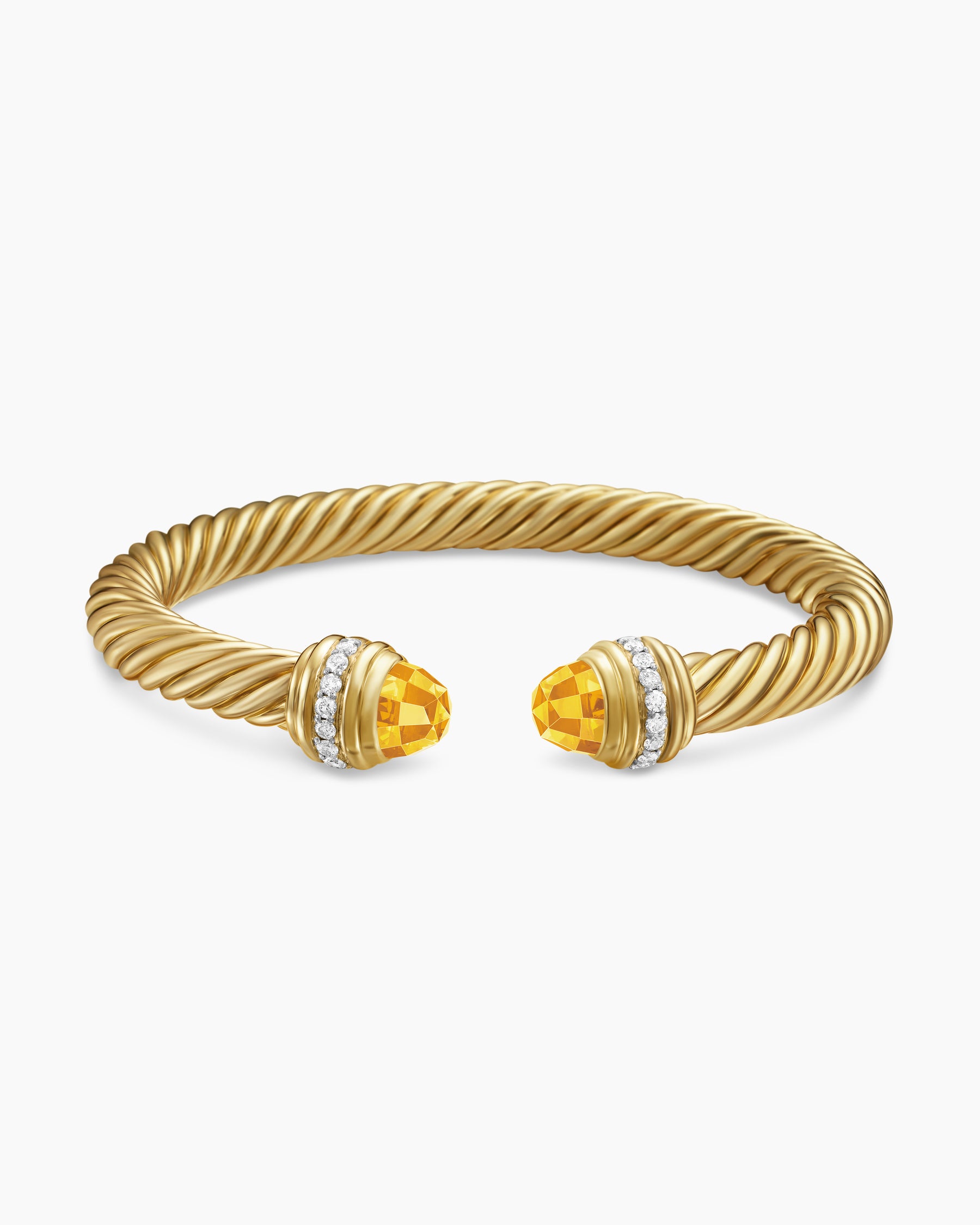 Classic Cablespira Bracelet in 18K Yellow Gold with Citrine and Diamonds, 7mm - Image 4