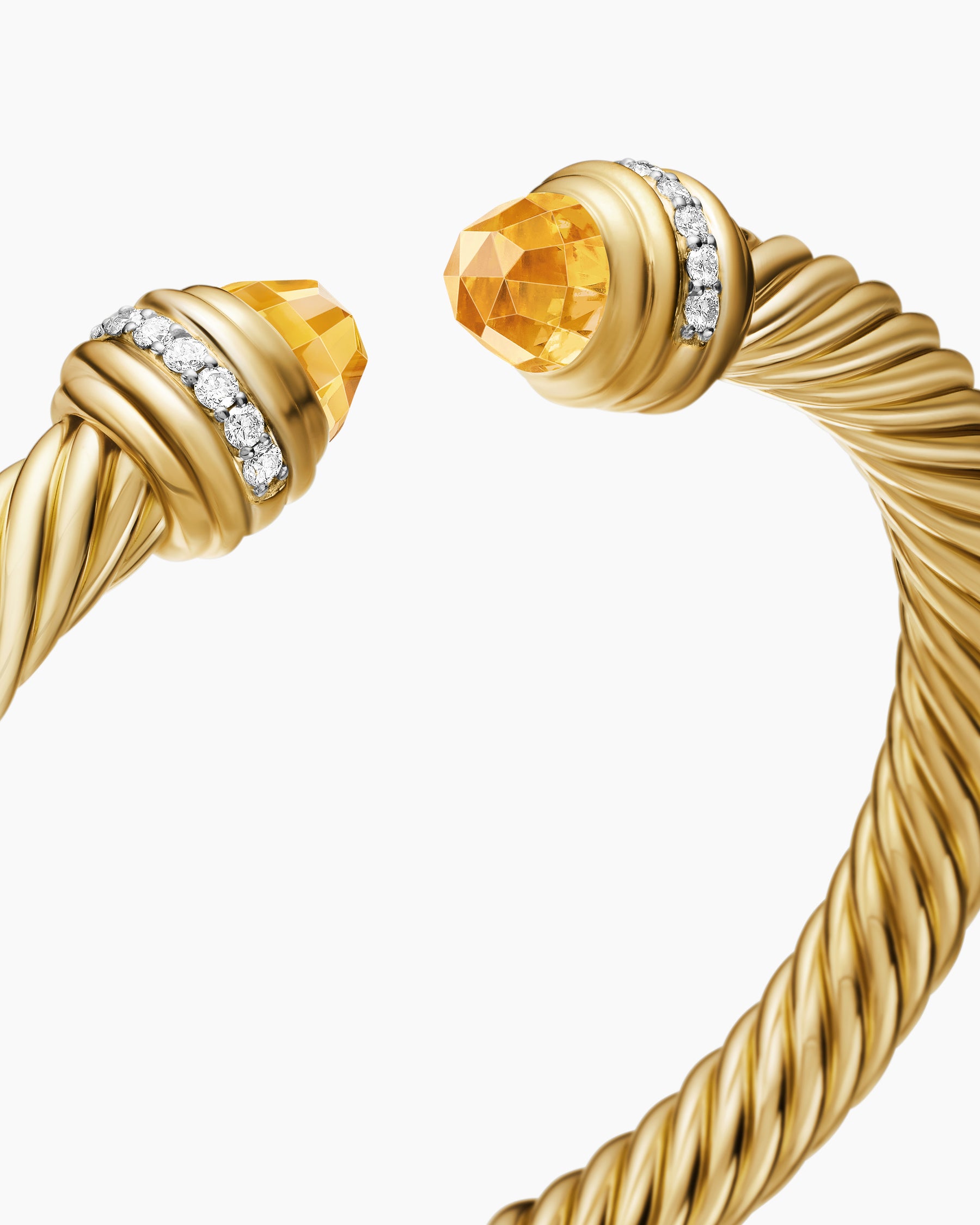 Classic Cablespira Bracelet in 18K Yellow Gold with Citrine and Diamonds, 7mm - Image 5