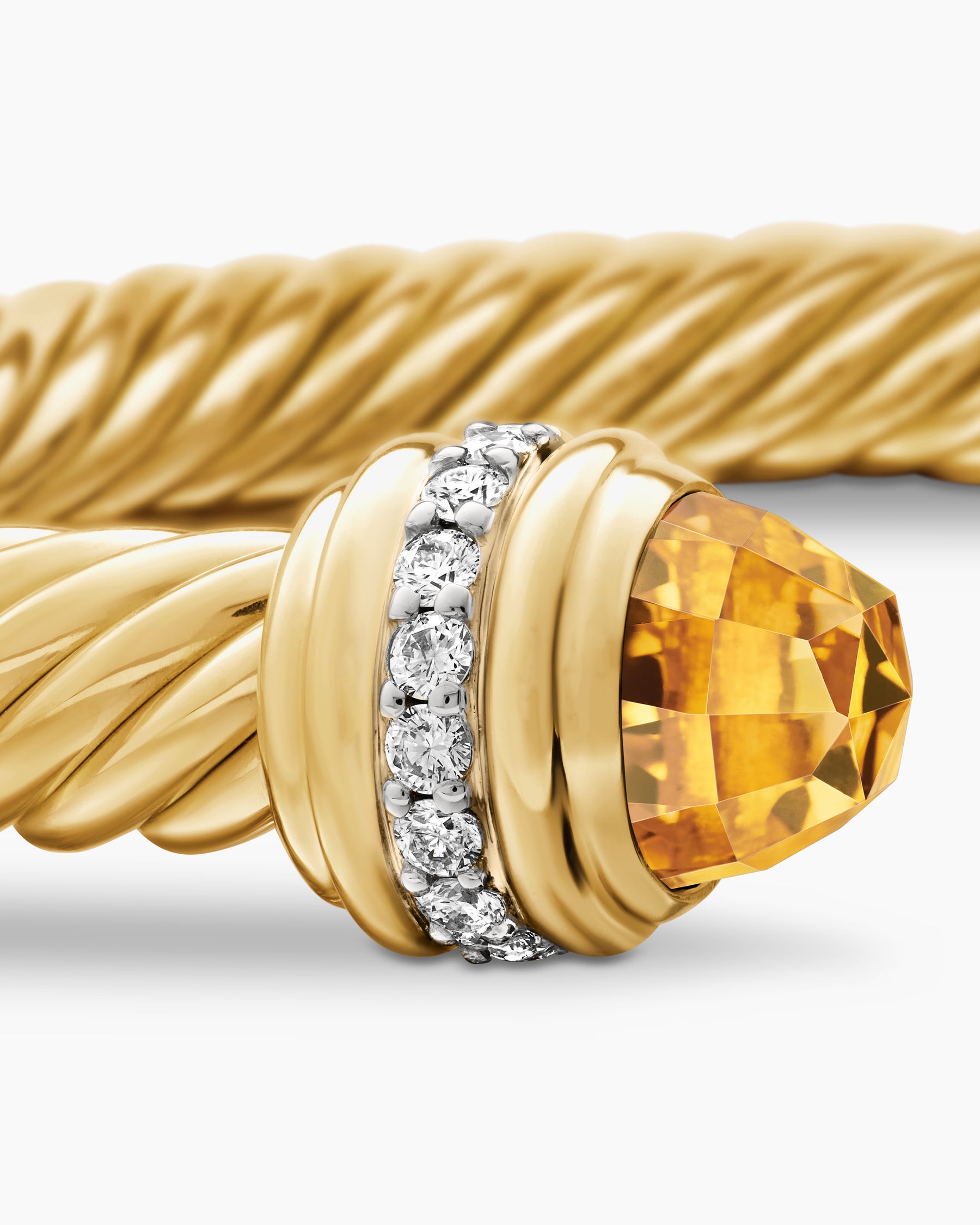 Classic Cablespira Bracelet in 18K Yellow Gold with Citrine and Diamonds, 7mm - Image 6