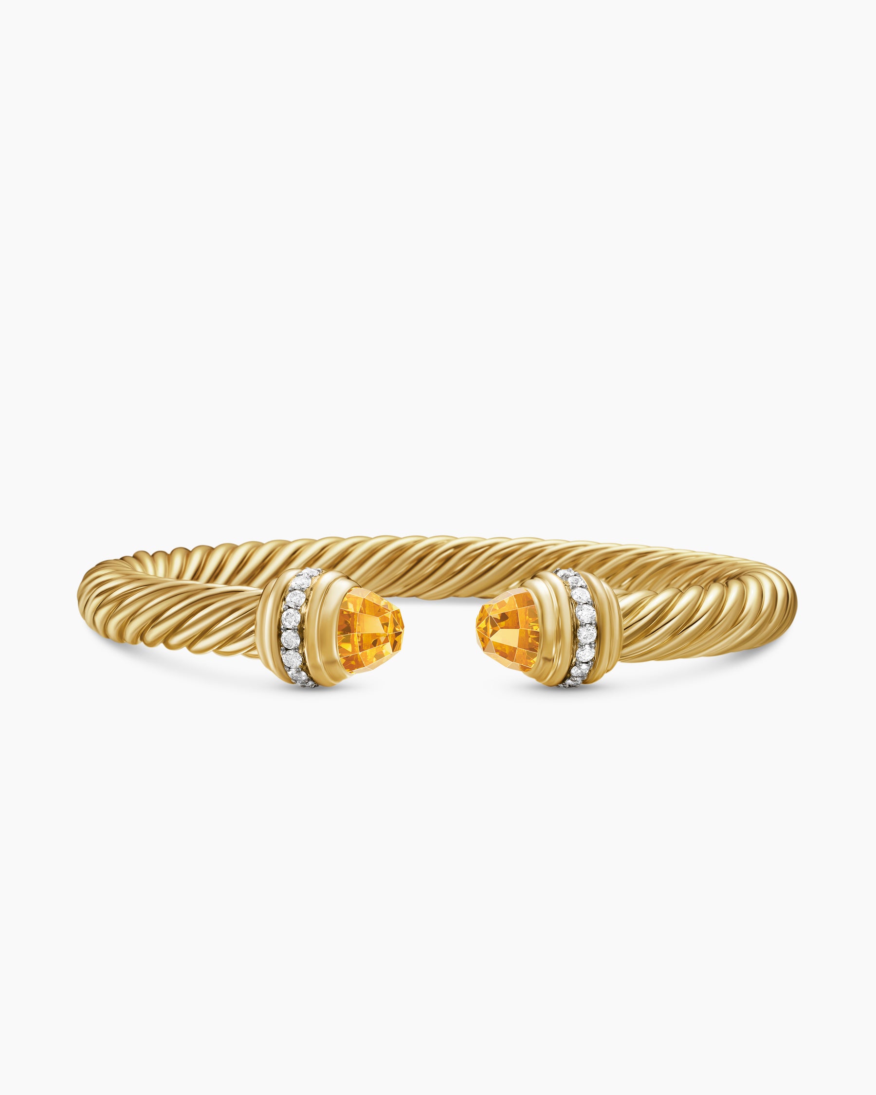 Classic Cablespira Bracelet in 18K Yellow Gold with Citrine and Diamonds, 7mm