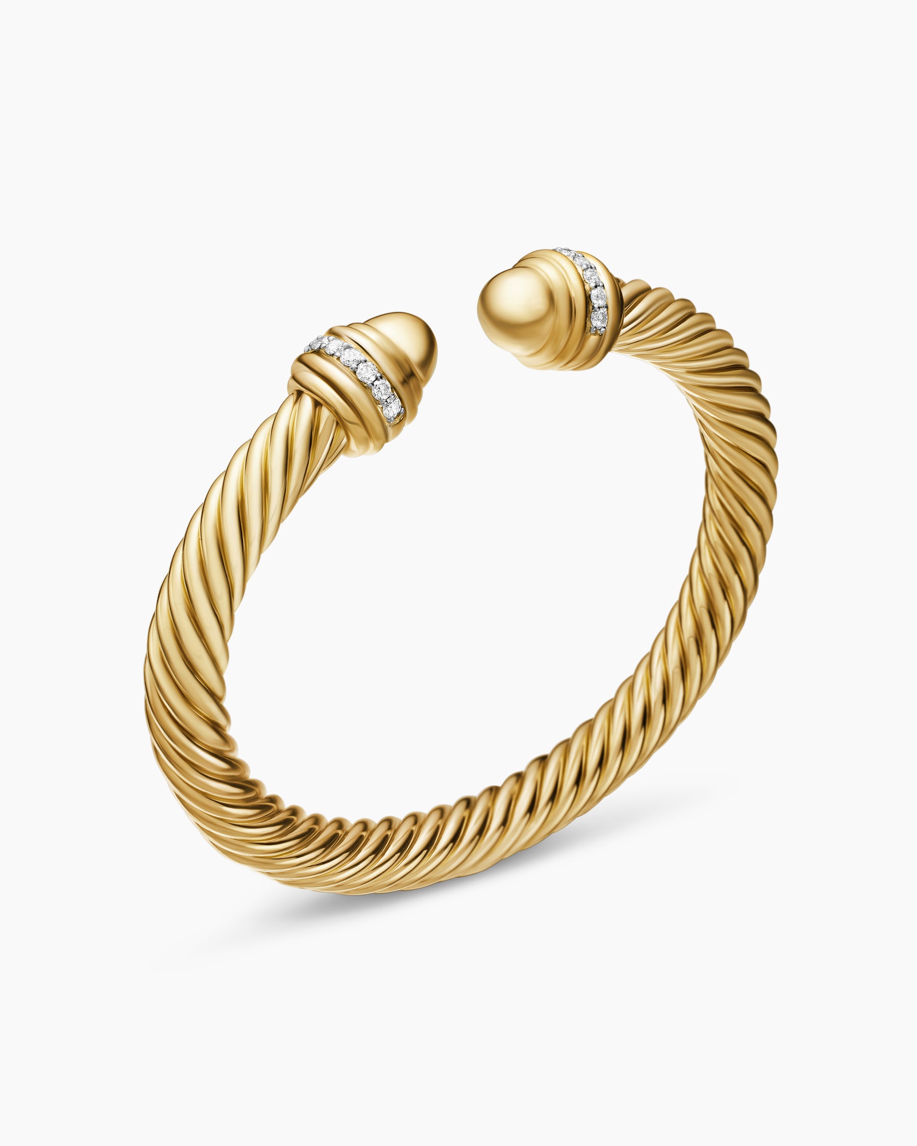 Classic Cablespira Bracelet in 18K Yellow Gold with Gold Domes and Diamonds, 7mm - Image 3