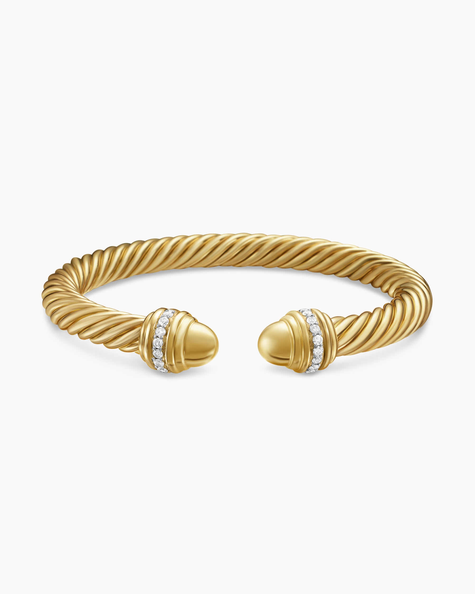 Classic Cablespira Bracelet in 18K Yellow Gold with Gold Domes and Diamonds, 7mm - Image 4