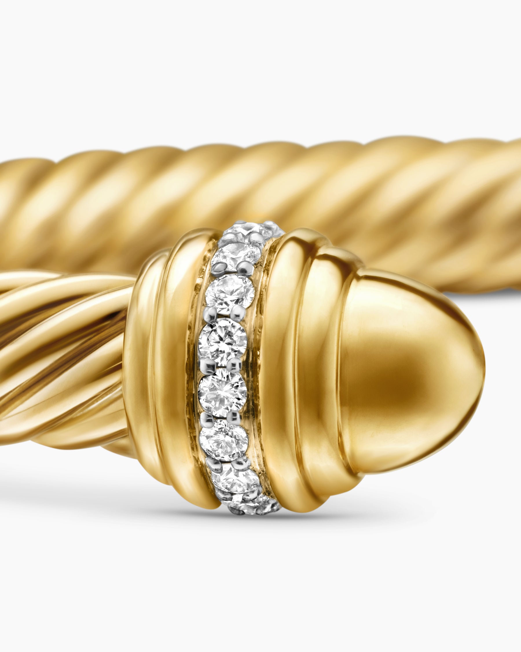 Classic Cablespira Bracelet in 18K Yellow Gold with Gold Domes and Diamonds, 7mm - Image 6