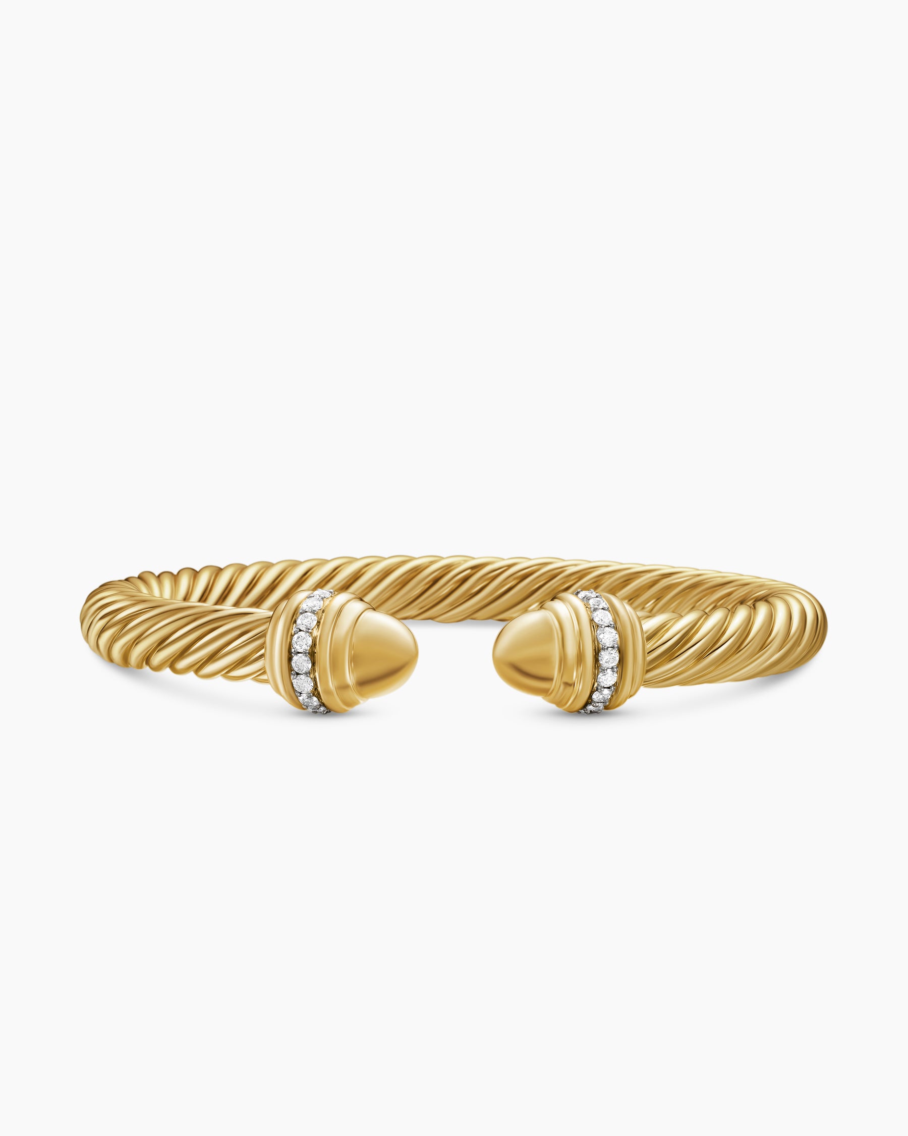 Classic Cablespira Bracelet in 18K Yellow Gold with Gold Domes and Diamonds, 7mm