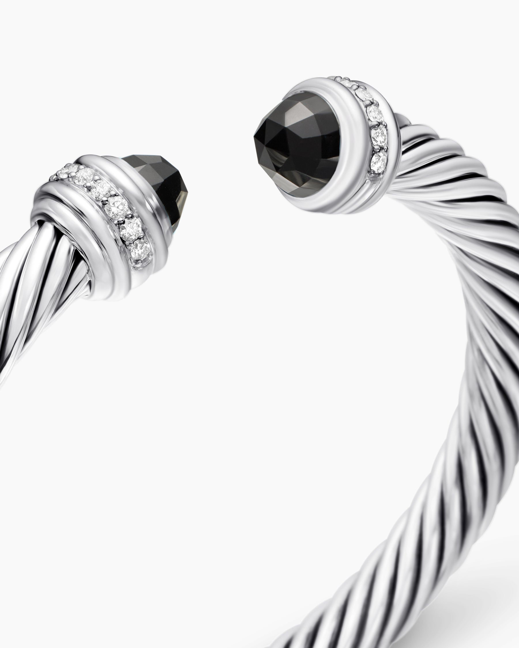 Classic Cable Bracelet in Sterling Silver with Black Onyx and Diamonds, 7mm - Image 5
