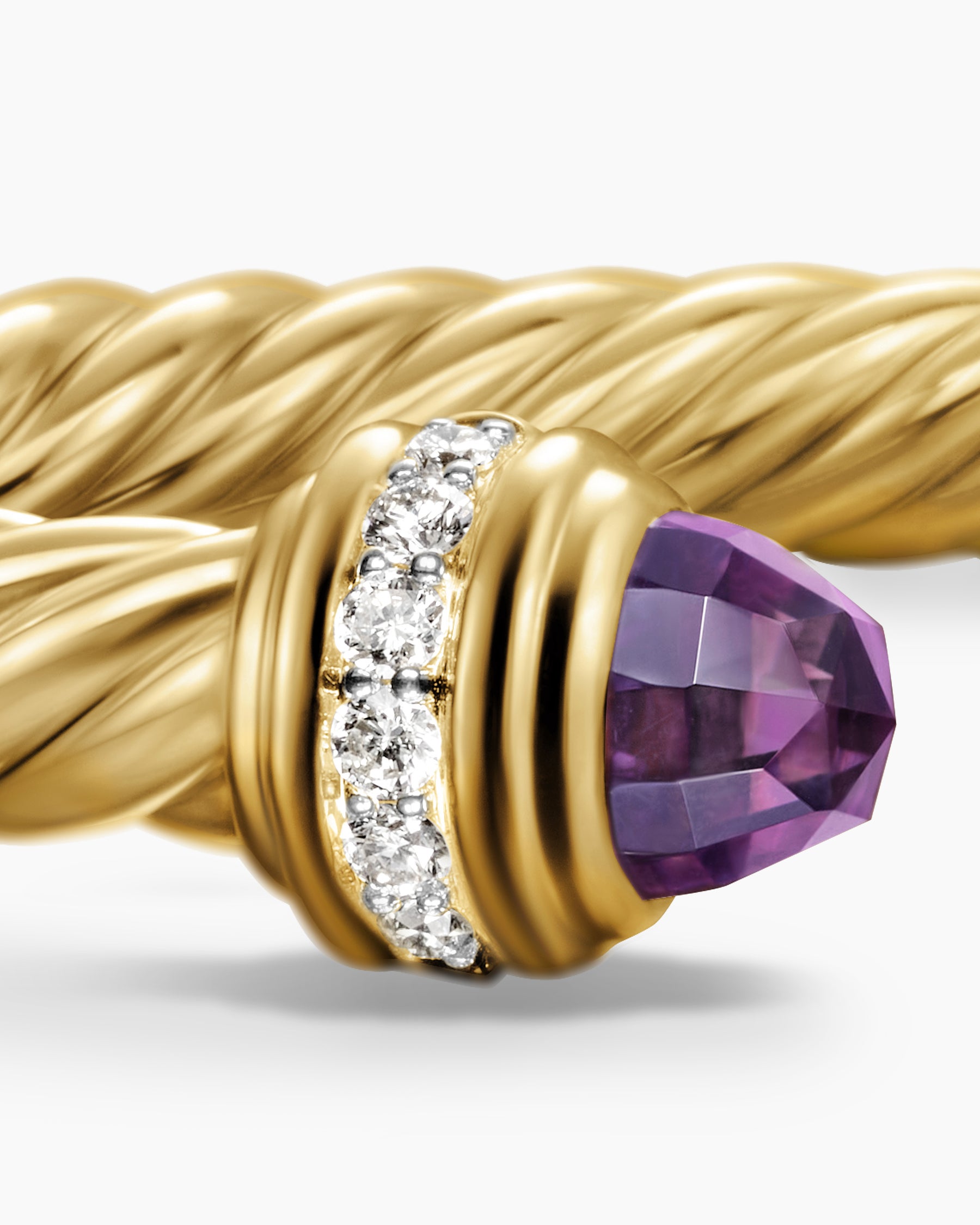 Classic Cablespira Bracelet in 18K Yellow Gold with Amethyst and Diamonds, 5mm - Image 6
