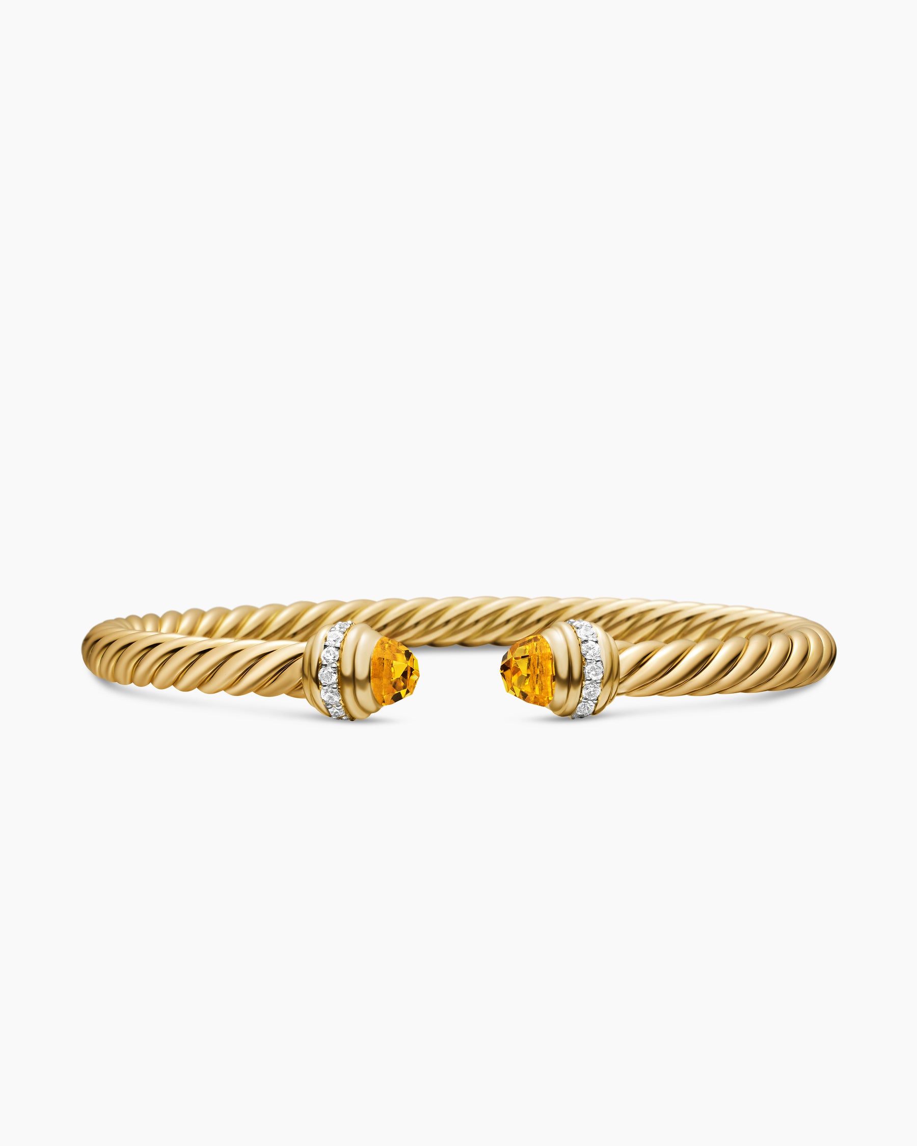 Classic Cablespira Bracelet in 18K Yellow Gold with Citrine and Diamonds, 5mm