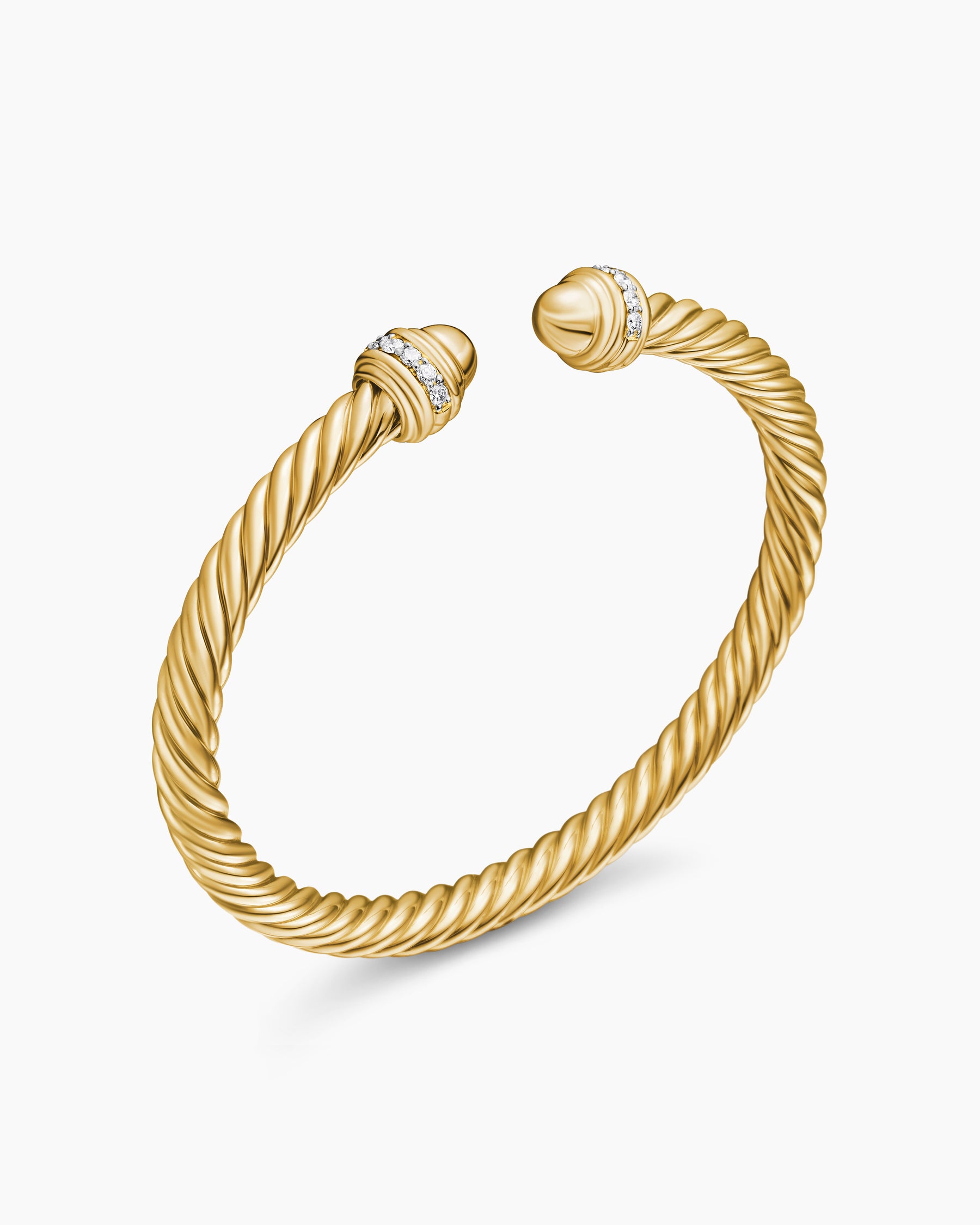Classic Cablespira Bracelet in 18K Yellow Gold with Gold Domes and Diamonds, 5mm - Image 3