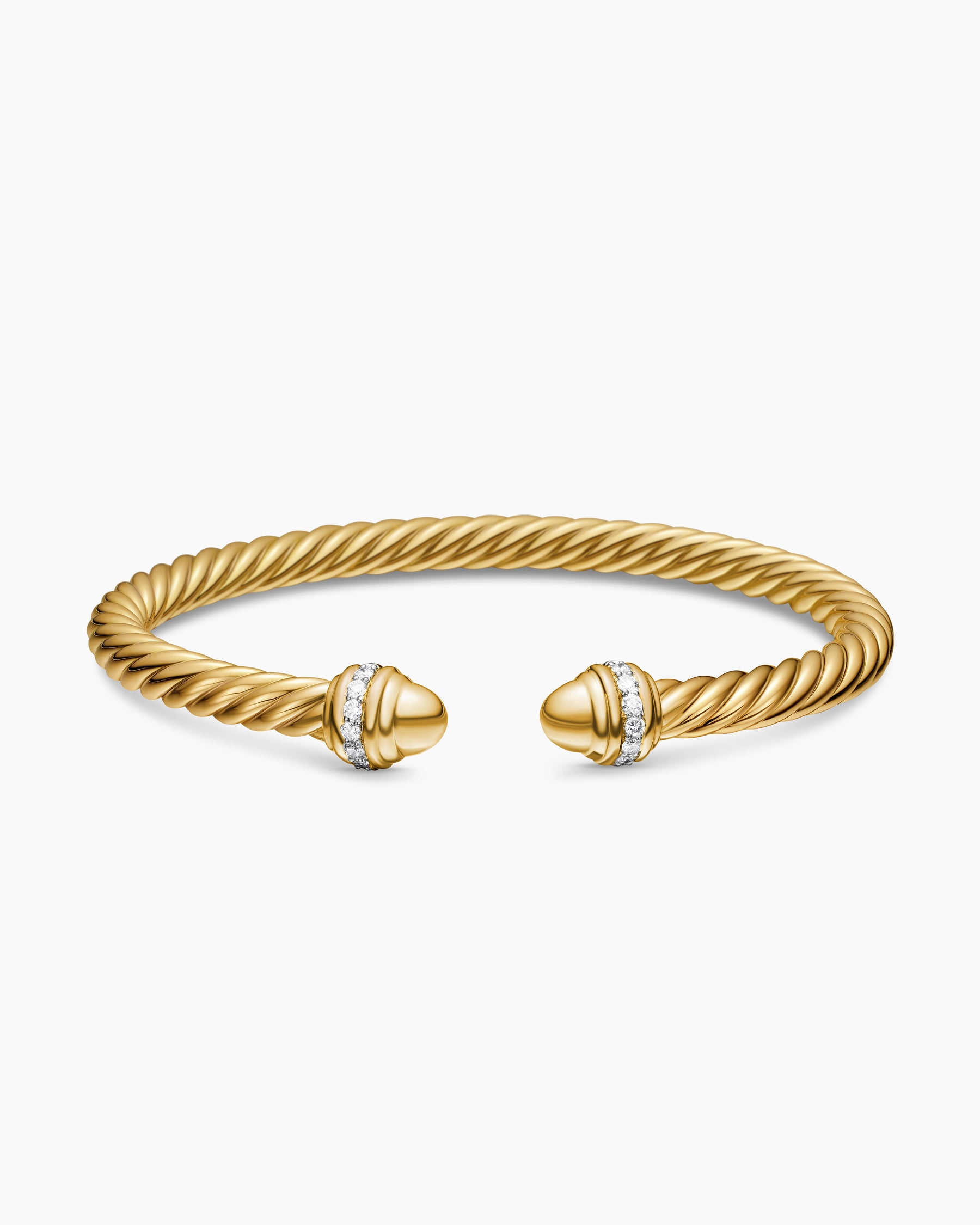 Classic Cablespira Bracelet in 18K Yellow Gold with Gold Domes and Diamonds, 5mm - Image 4