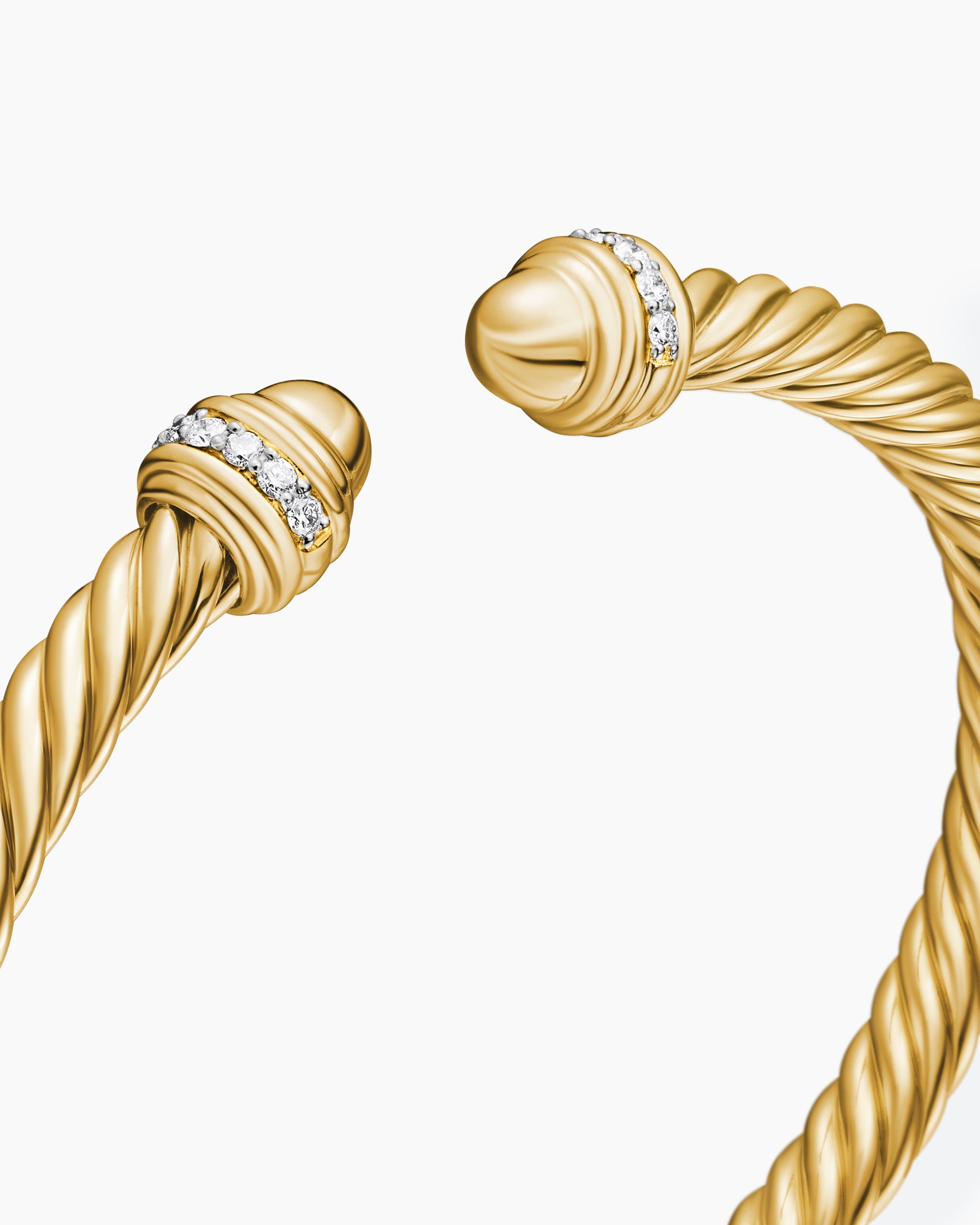 Classic Cablespira Bracelet in 18K Yellow Gold with Gold Domes and Diamonds, 5mm - Image 5