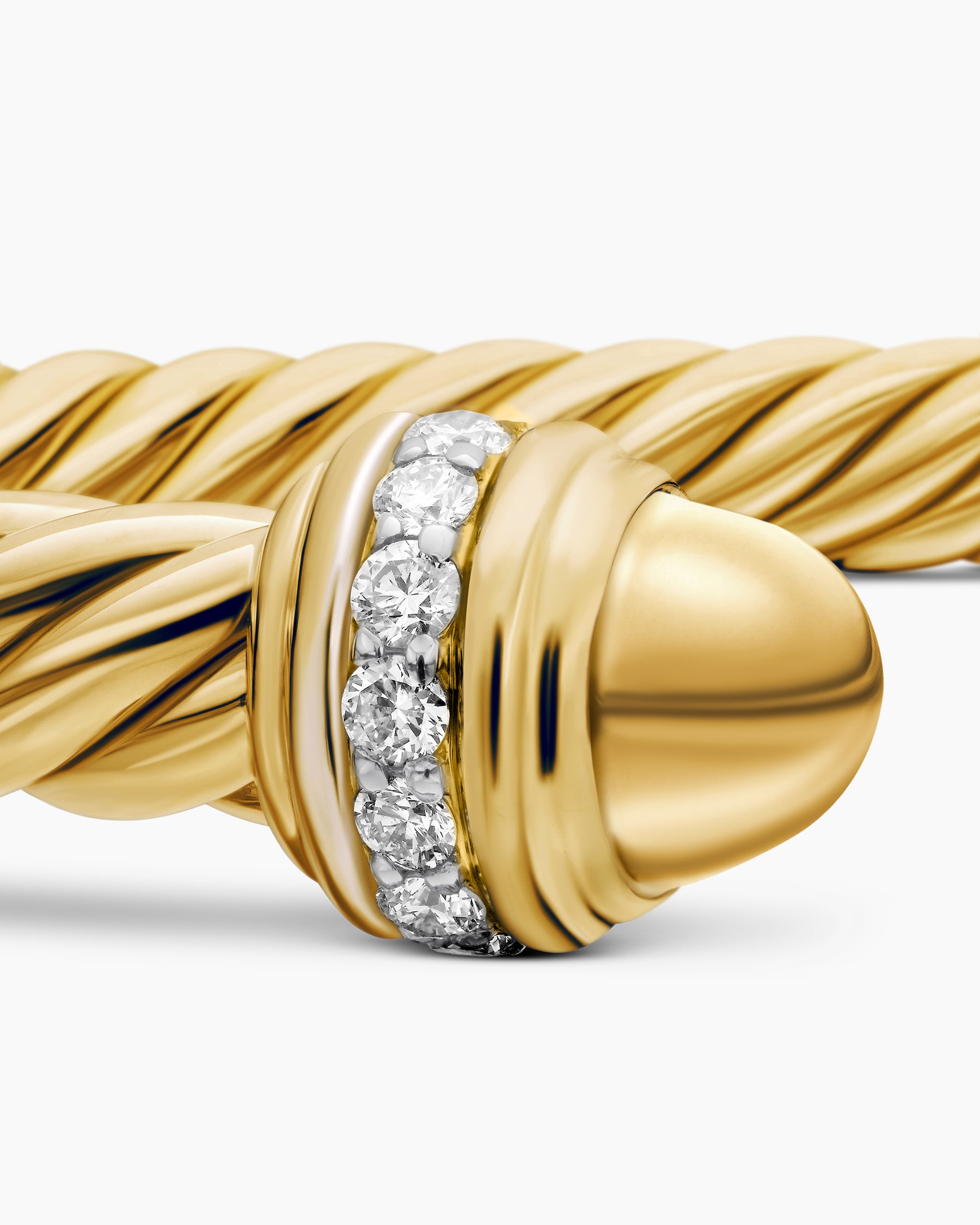 Classic Cablespira Bracelet in 18K Yellow Gold with Gold Domes and Diamonds, 5mm - Image 6