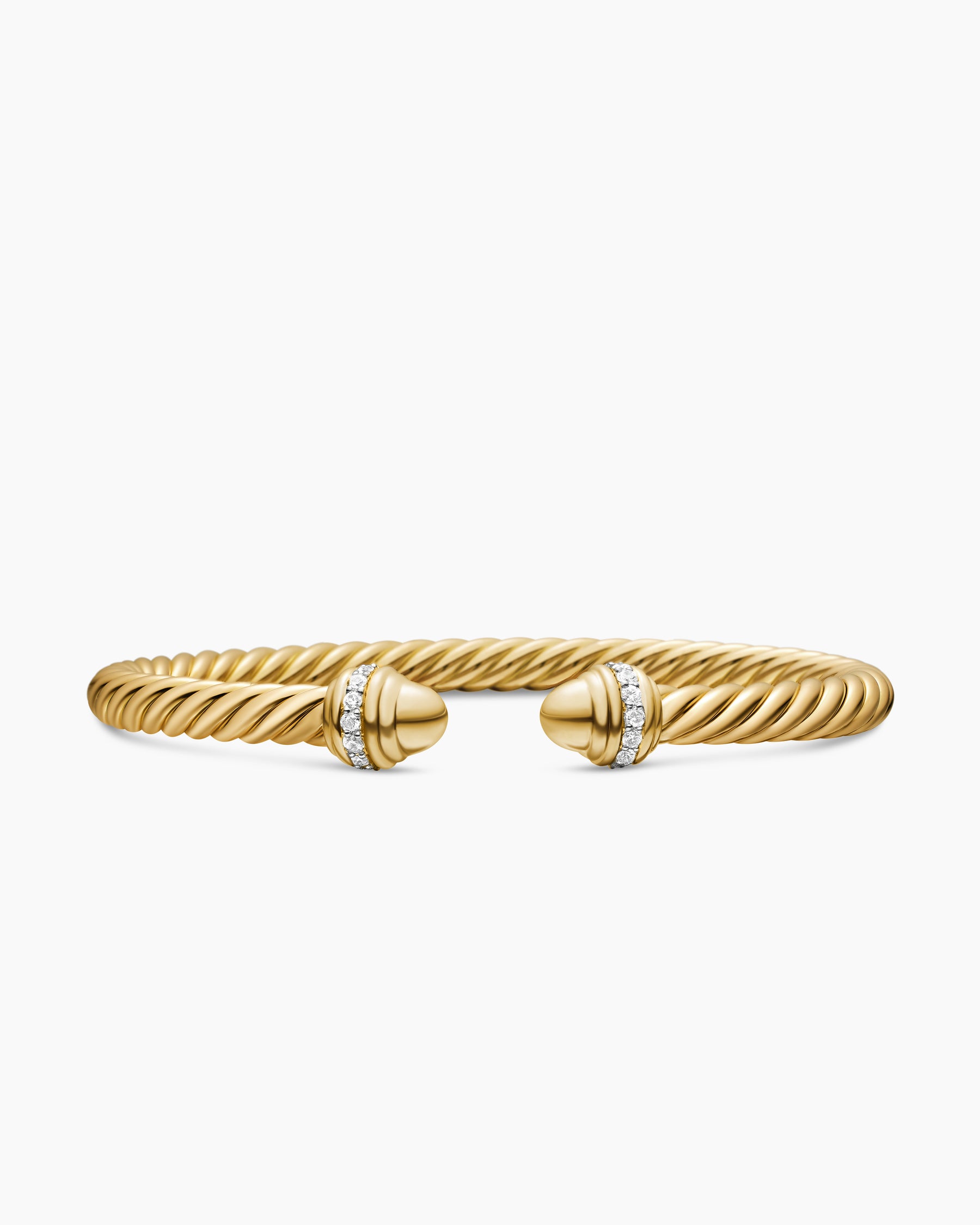 Classic Cablespira Bracelet in 18K Yellow Gold with Gold Domes and Diamonds, 5mm