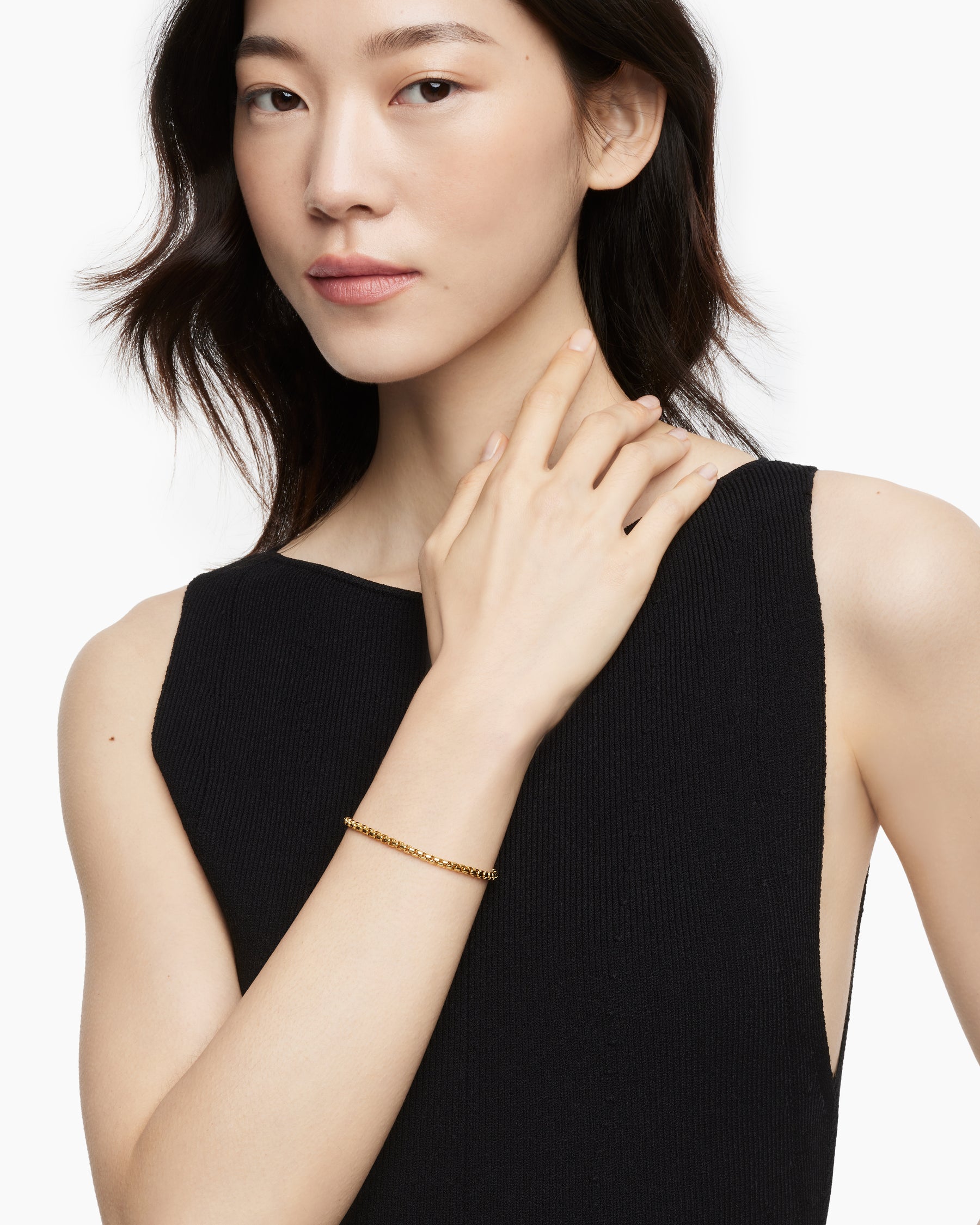 Alternative view of DY Bel Aire Box Chain Bracelet in 18K Yellow Gold, 4mm
