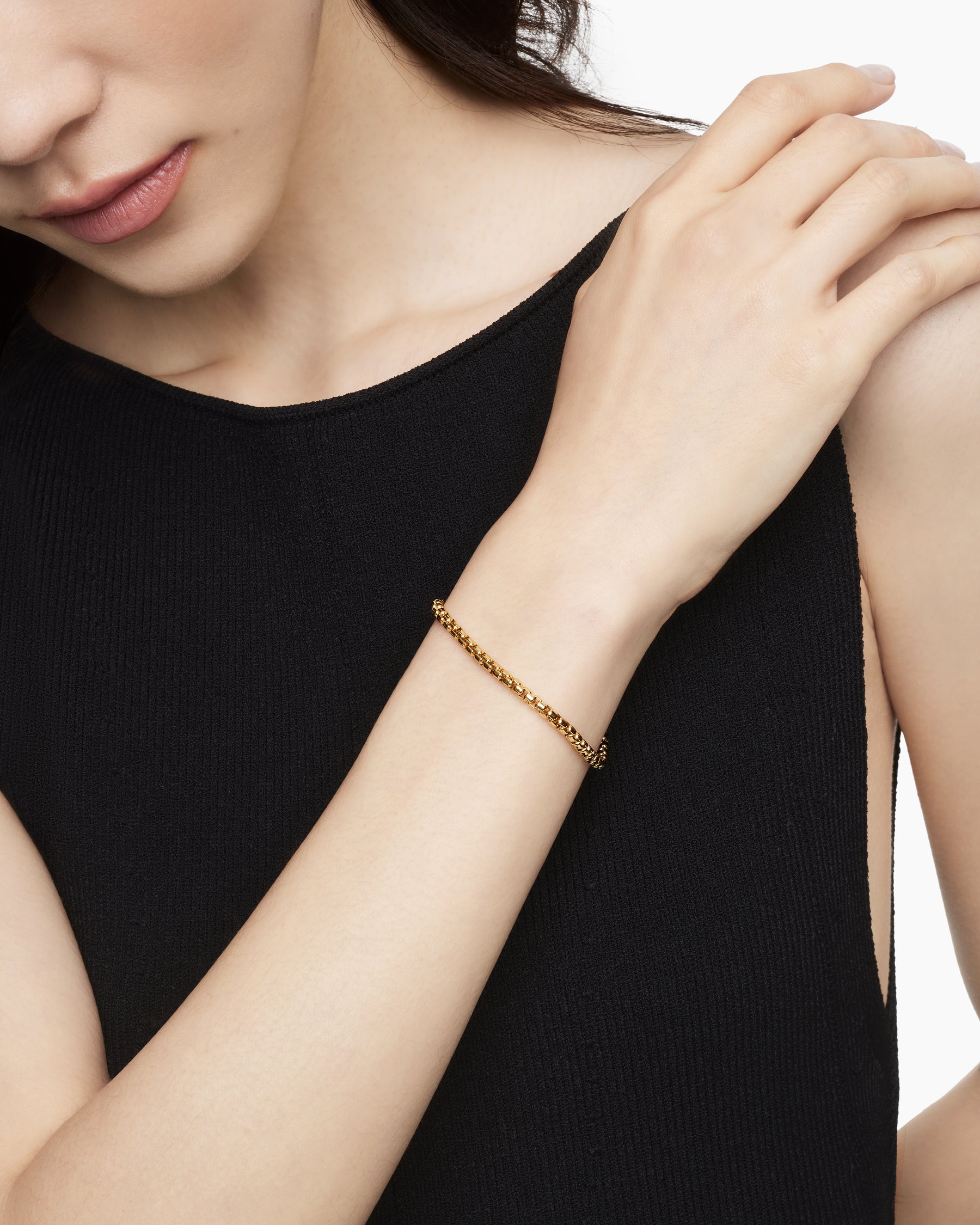 DY Bel Aire Box Chain Bracelet in 18K Yellow Gold, 4mm - Image 8