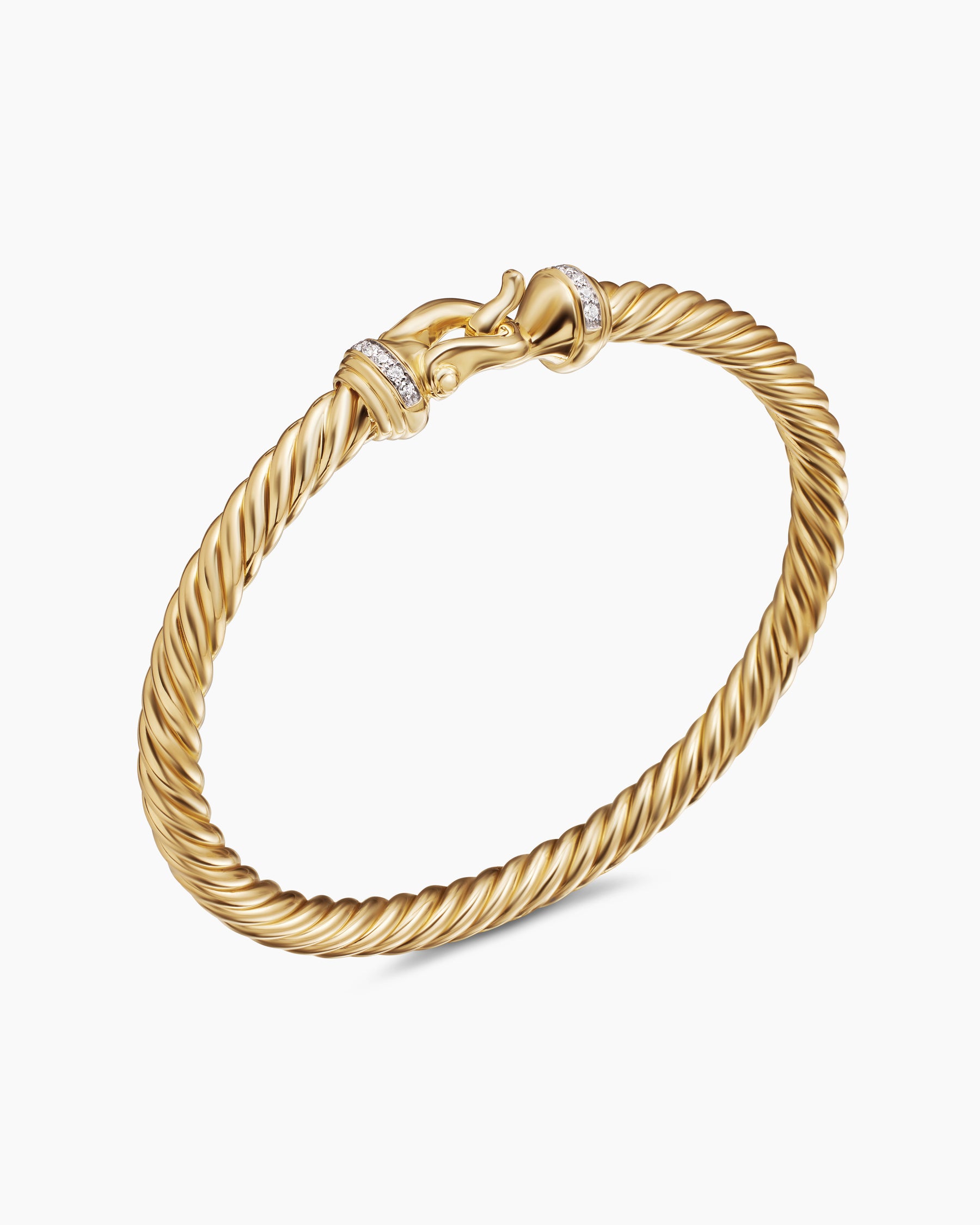 Buckle Cablespira Bracelet in 18K Yellow Gold with Diamonds, 5mm - Image 3
