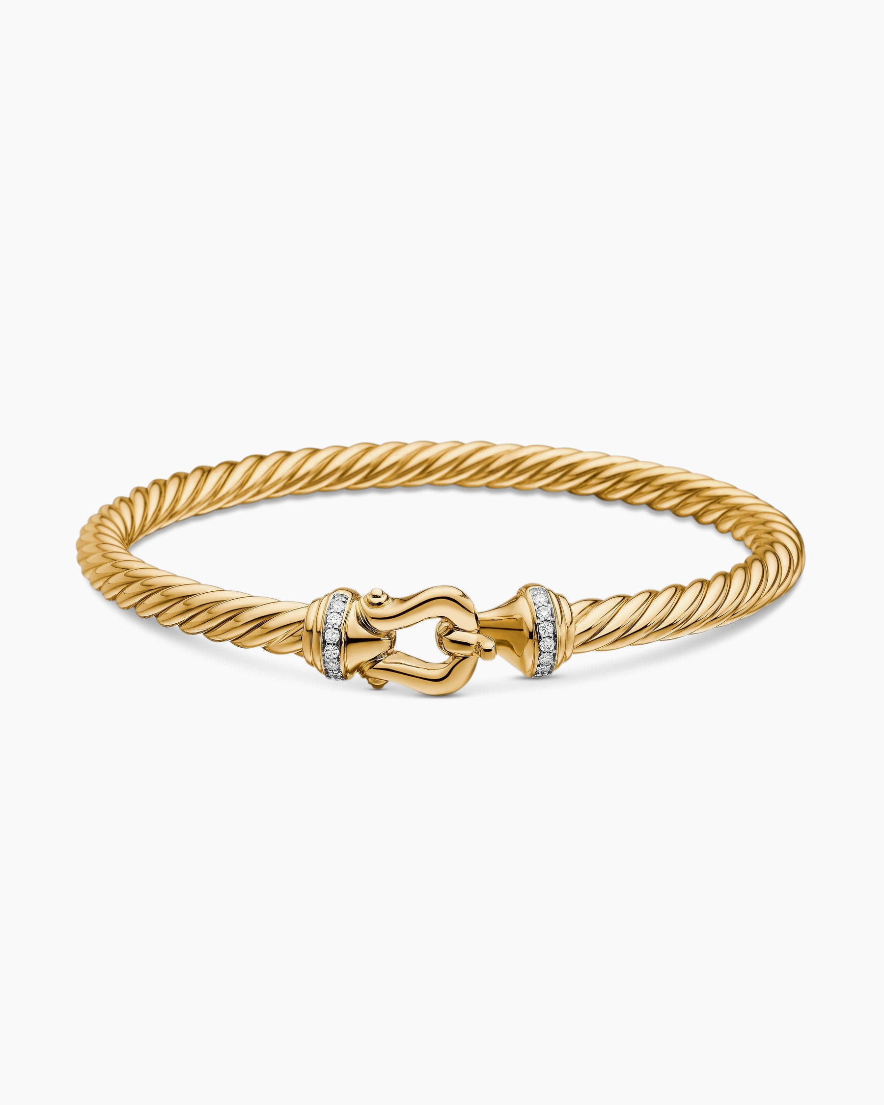 Buckle Cablespira Bracelet in 18K Yellow Gold with Diamonds, 5mm - Image 4