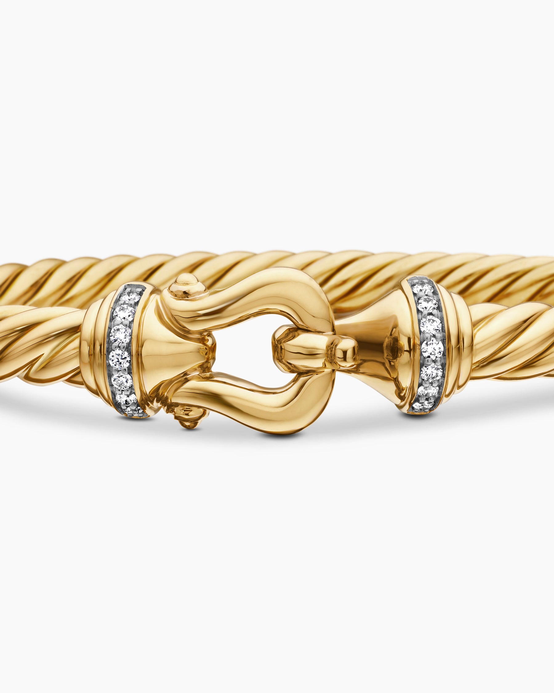 Buckle Cablespira Bracelet in 18K Yellow Gold with Diamonds, 5mm - Image 6
