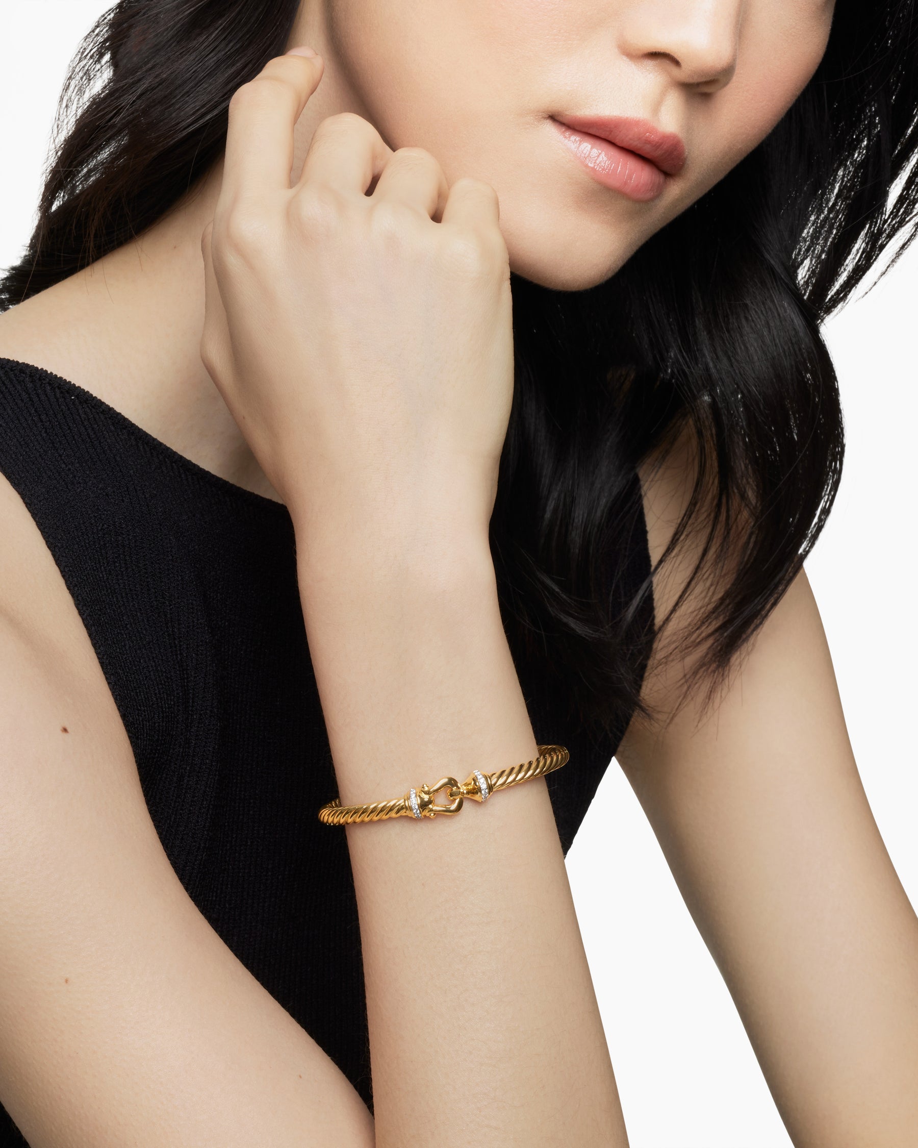 Buckle Cablespira Bracelet in 18K Yellow Gold with Diamonds, 5mm - Image 7