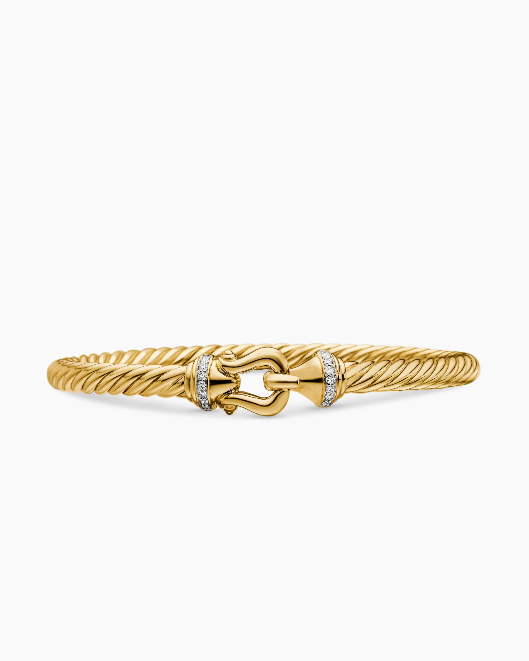 Buckle Cablespira Bracelet in 18K Yellow Gold with Diamonds, 5mm