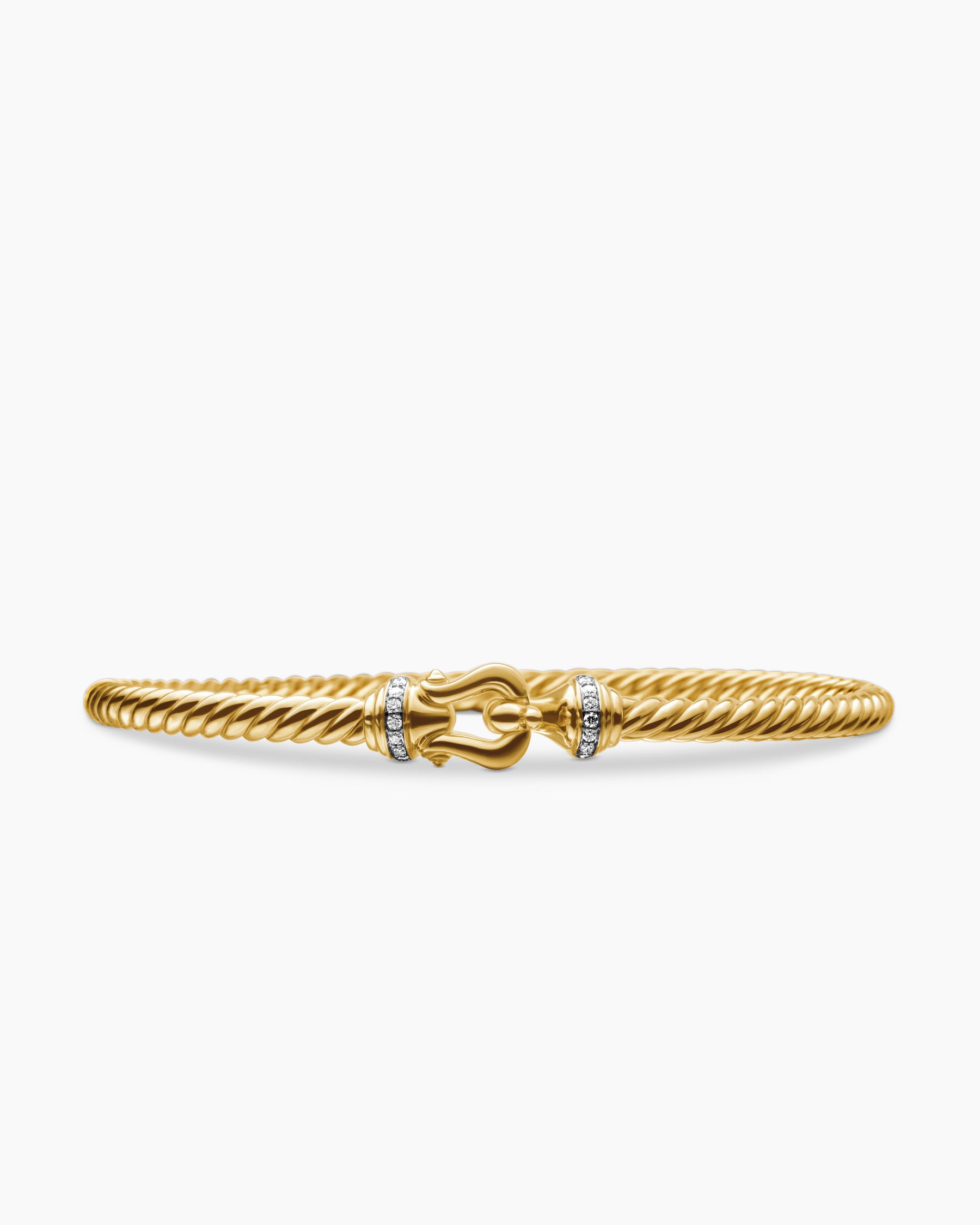 Buckle Cablespira Bracelet in 18K Yellow Gold with Diamonds, 3.5mm