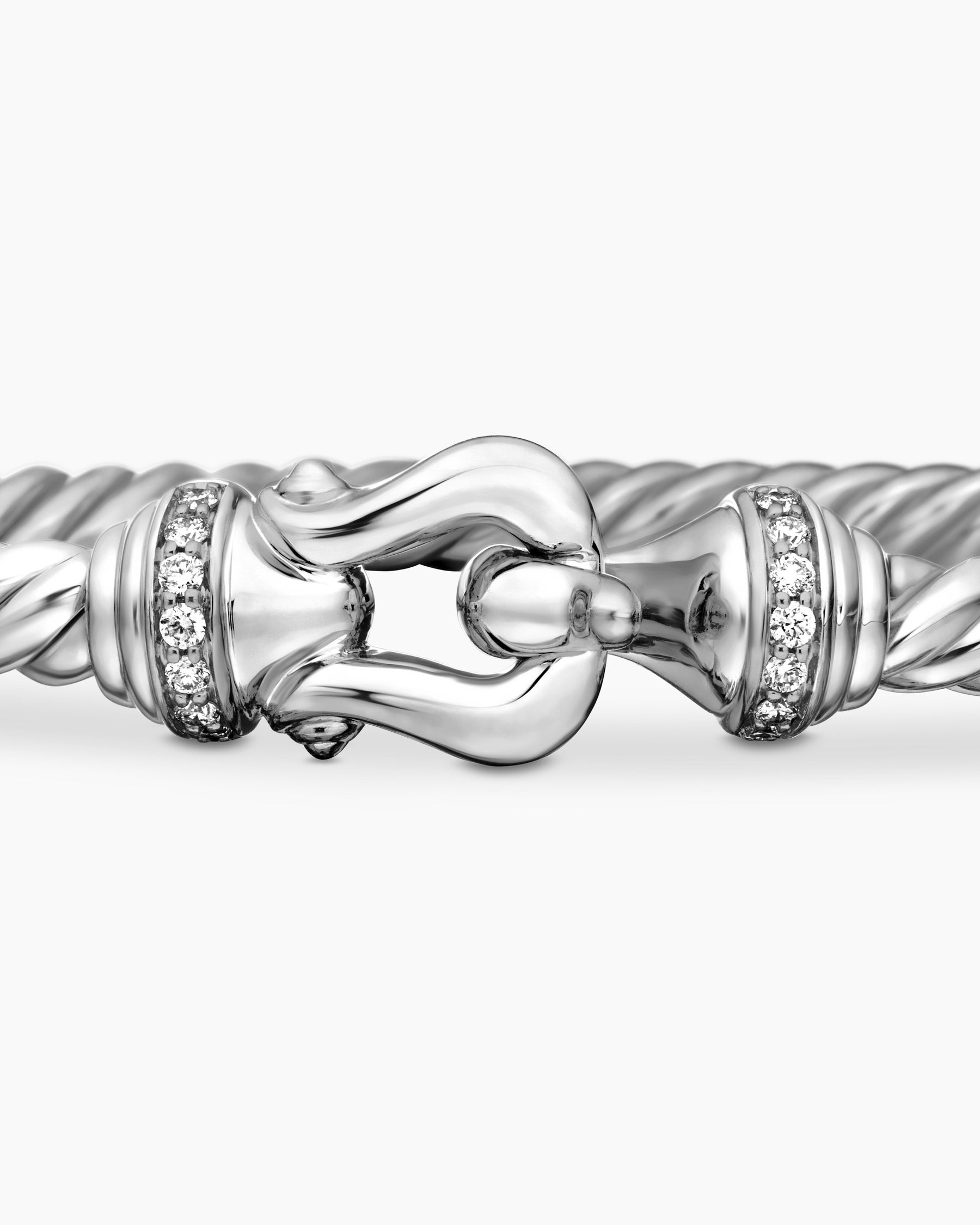 Buckle Cablespira Bracelet in 18K White Gold with Diamonds, 3.5mm - Image 6