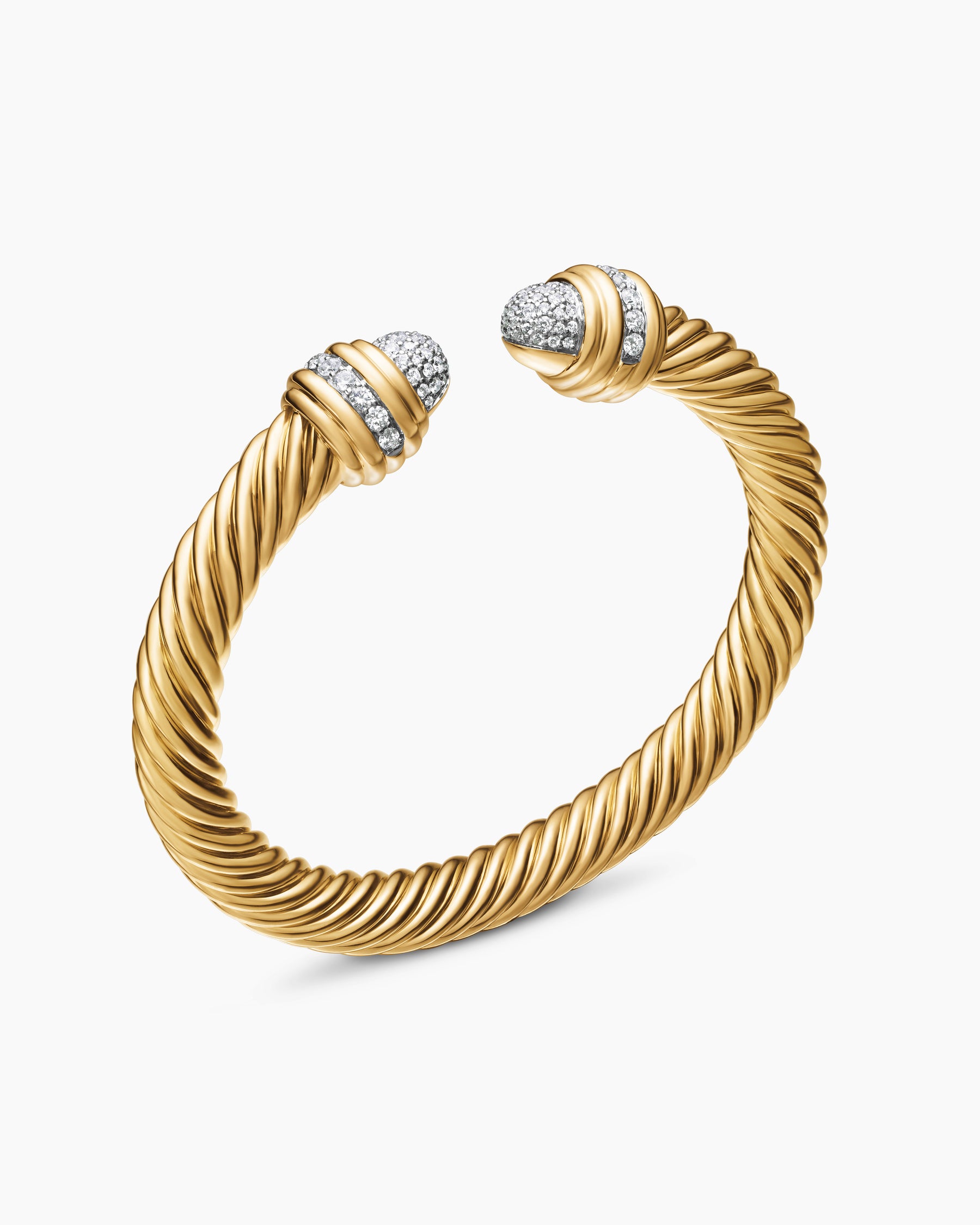 Classic Cablespira Bracelet in 18K Yellow Gold with Diamonds, 7mm - Image 3
