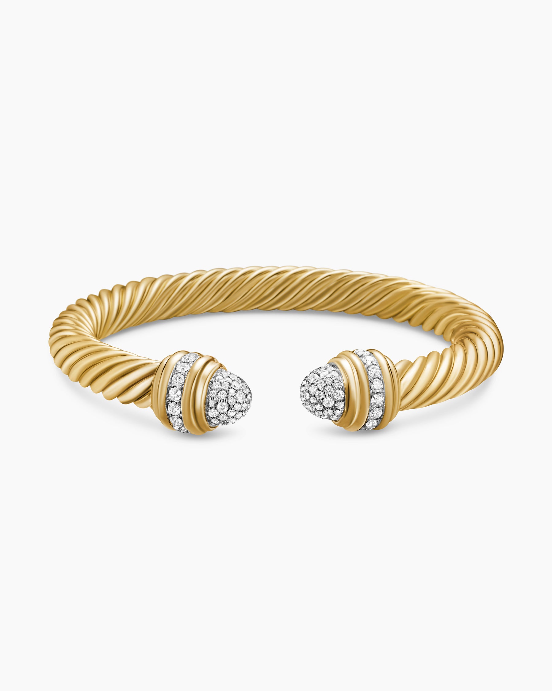 Classic Cablespira Bracelet in 18K Yellow Gold with Diamonds, 7mm - Image 4