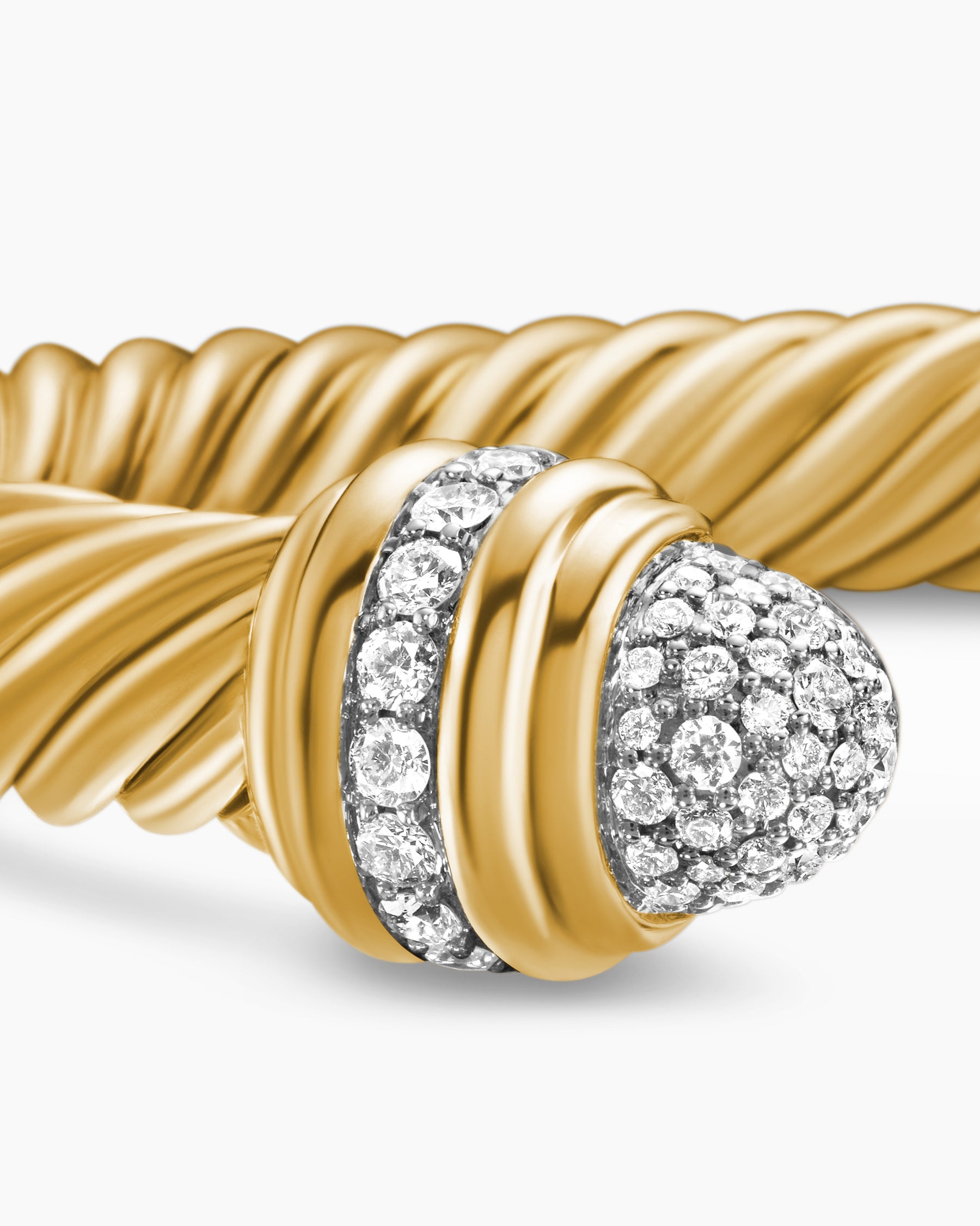 Classic Cablespira Bracelet in 18K Yellow Gold with Diamonds, 7mm - Image 6