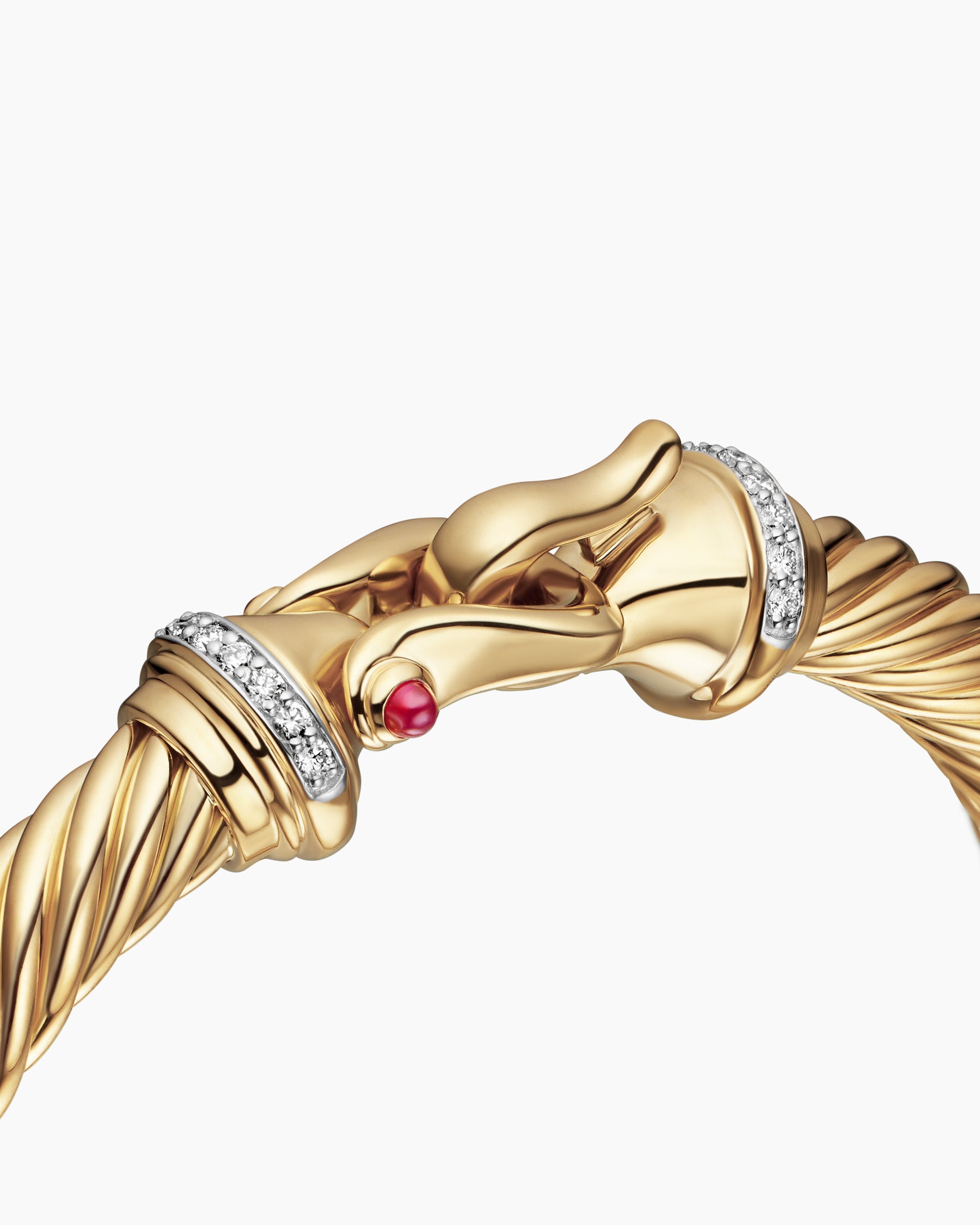 Buckle Cablespira Bracelet in 18K Yellow Gold with Rubies and Diamonds, 7mm - Image 5