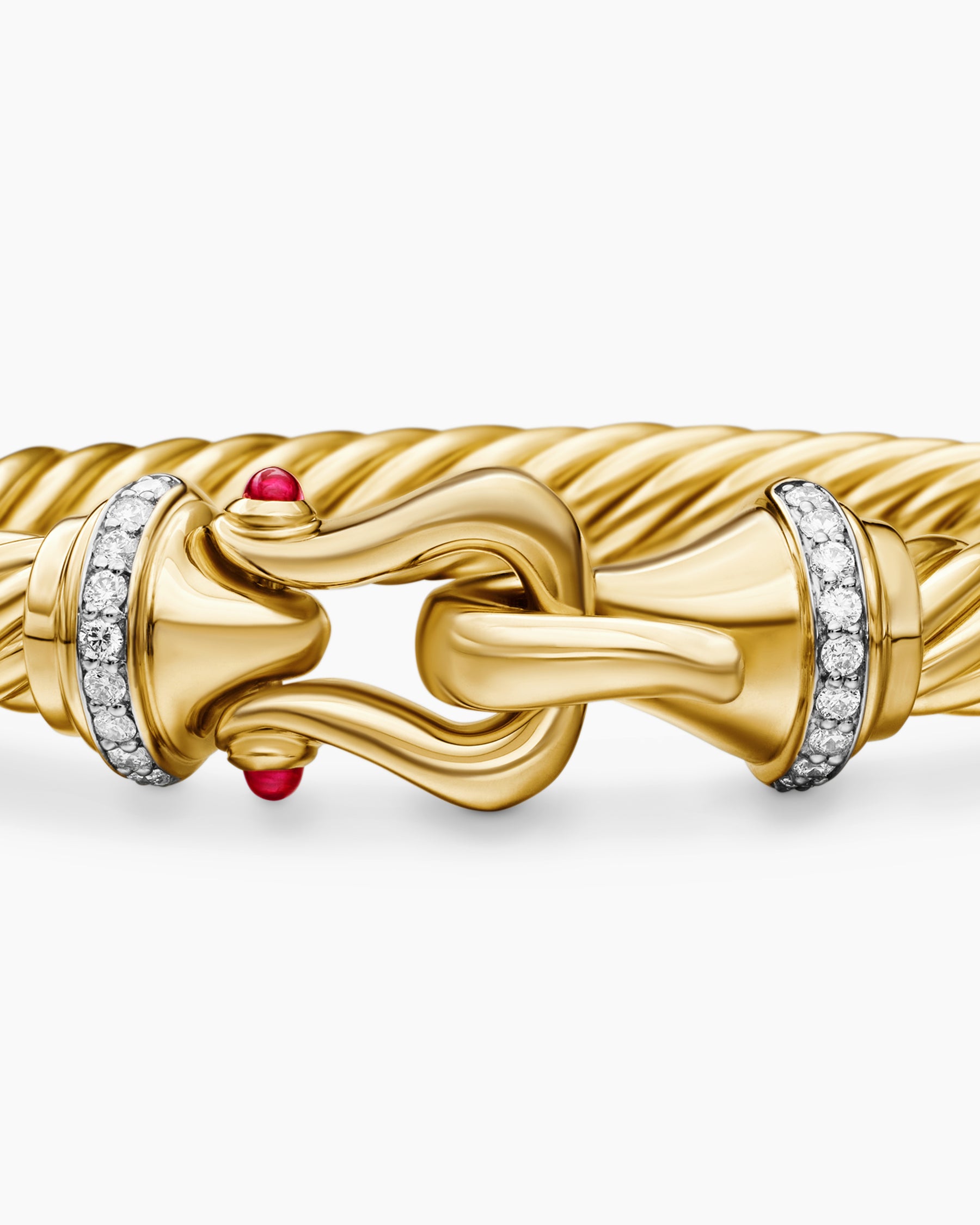 Buckle Cablespira Bracelet in 18K Yellow Gold with Rubies and Diamonds, 7mm - Image 6