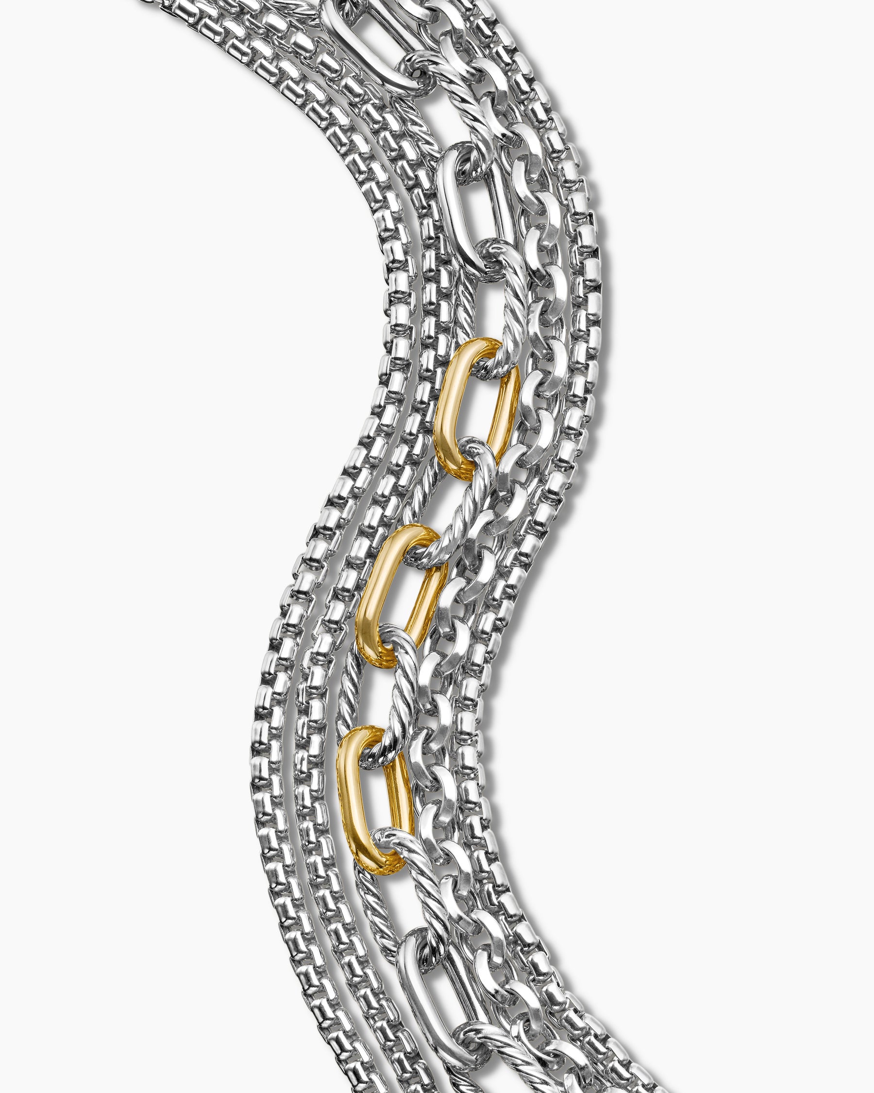 Multi Row Chain Bracelet in Sterling Silver with 18K Yellow Gold, 29mm - Image 5