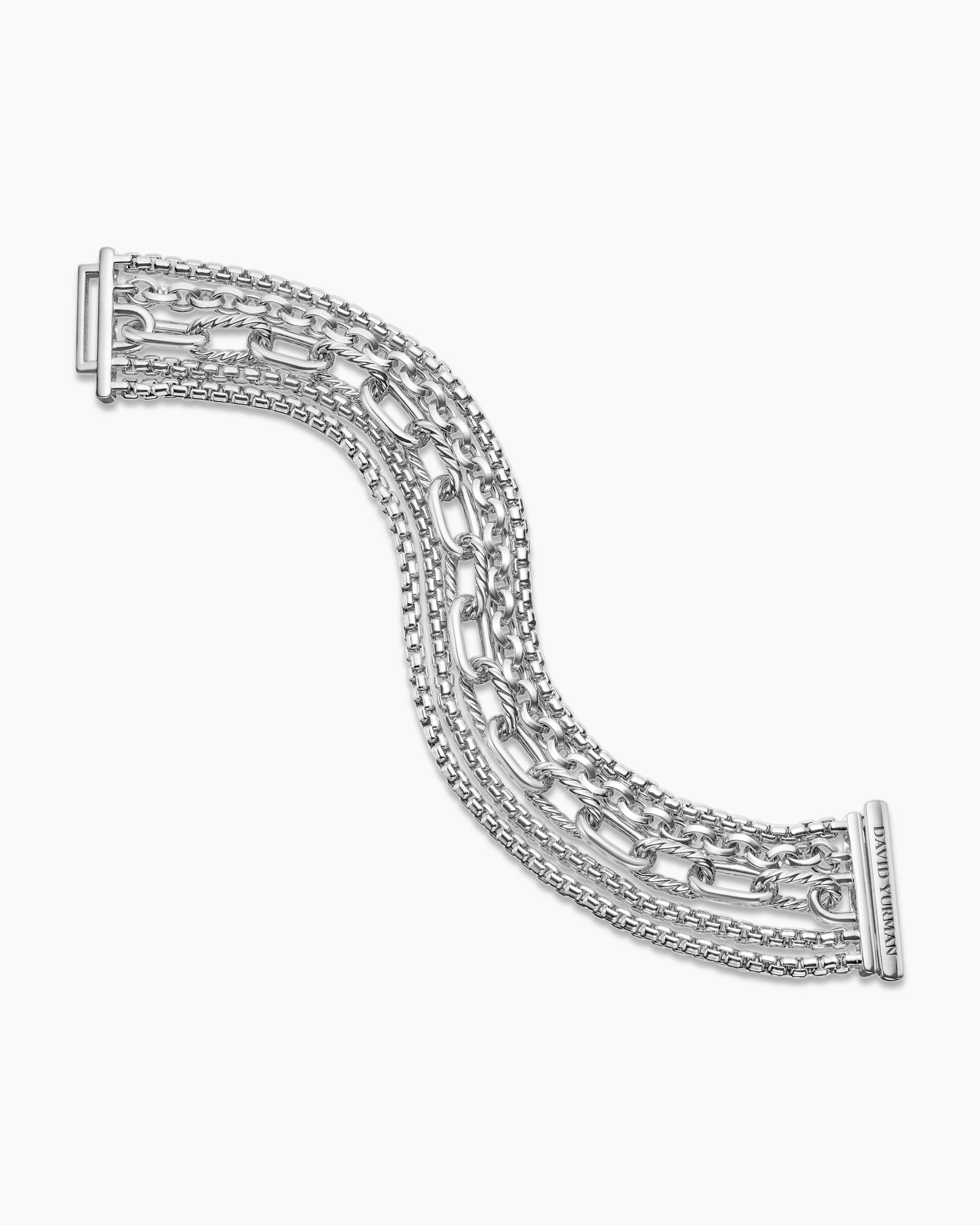 Multi Row Chain Bracelet in Sterling Silver, 29mm - Image 3