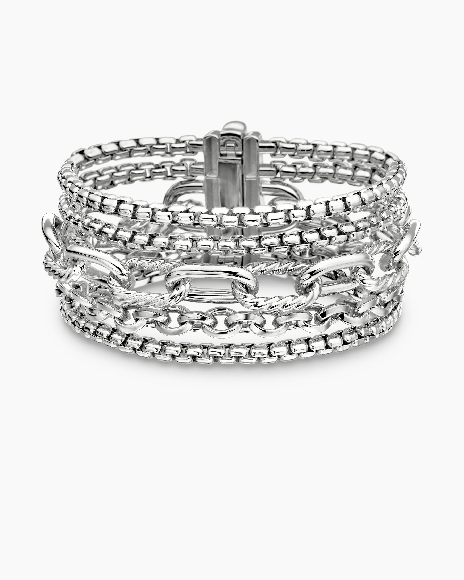 Multi Row Chain Bracelet in Sterling Silver, 29mm - Image 4