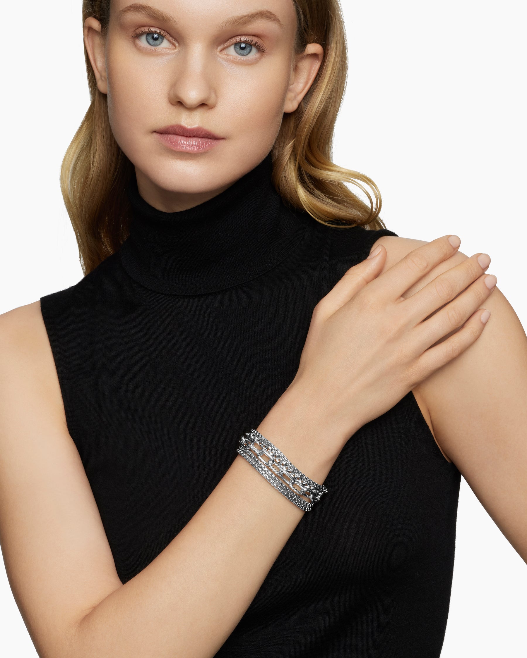 Multi Row Chain Bracelet in Sterling Silver, 29mm - Image 2
