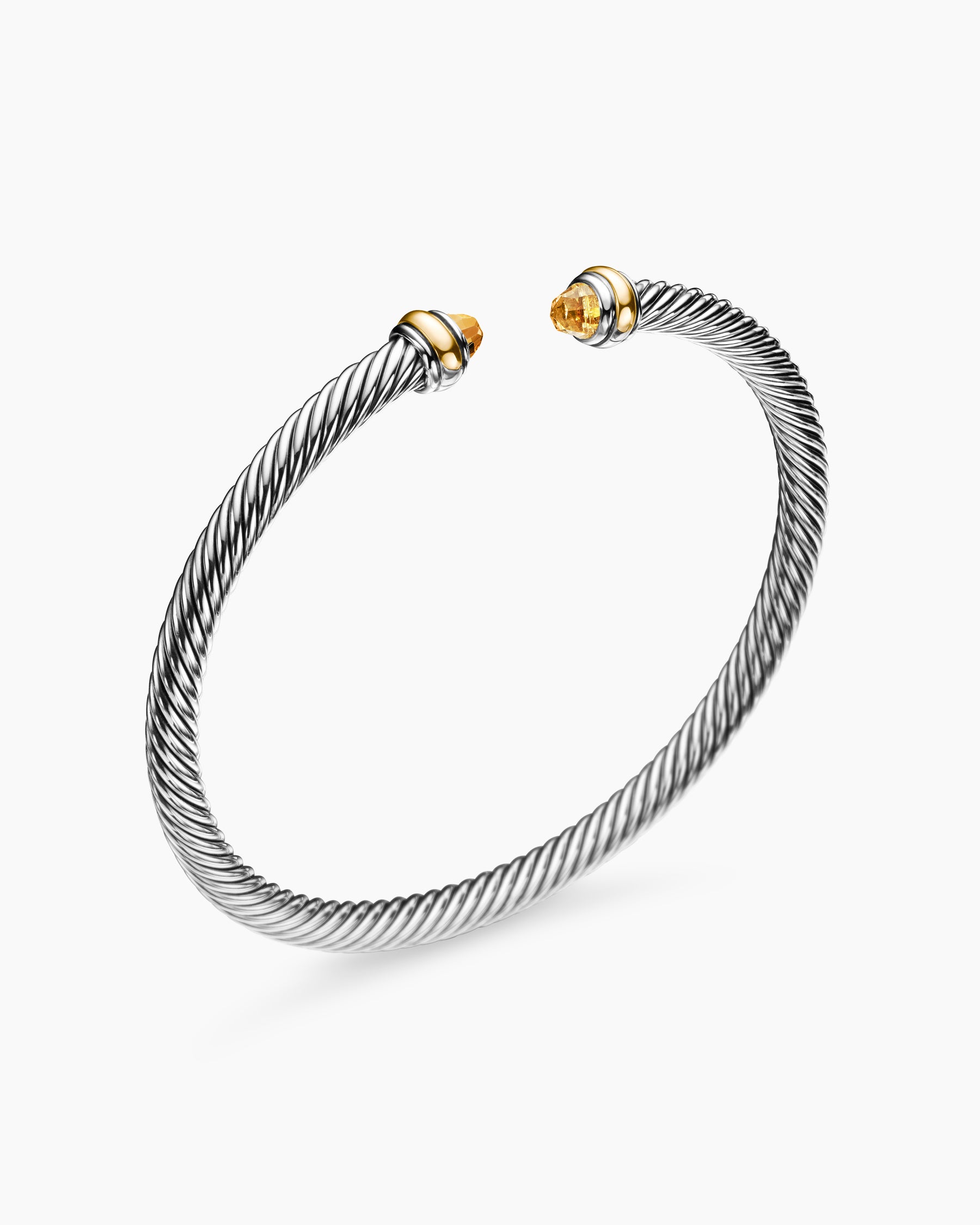 Classic Cable Bracelet in Sterling Silver with 18K Yellow Gold and Citrine, 4mm - Image 3