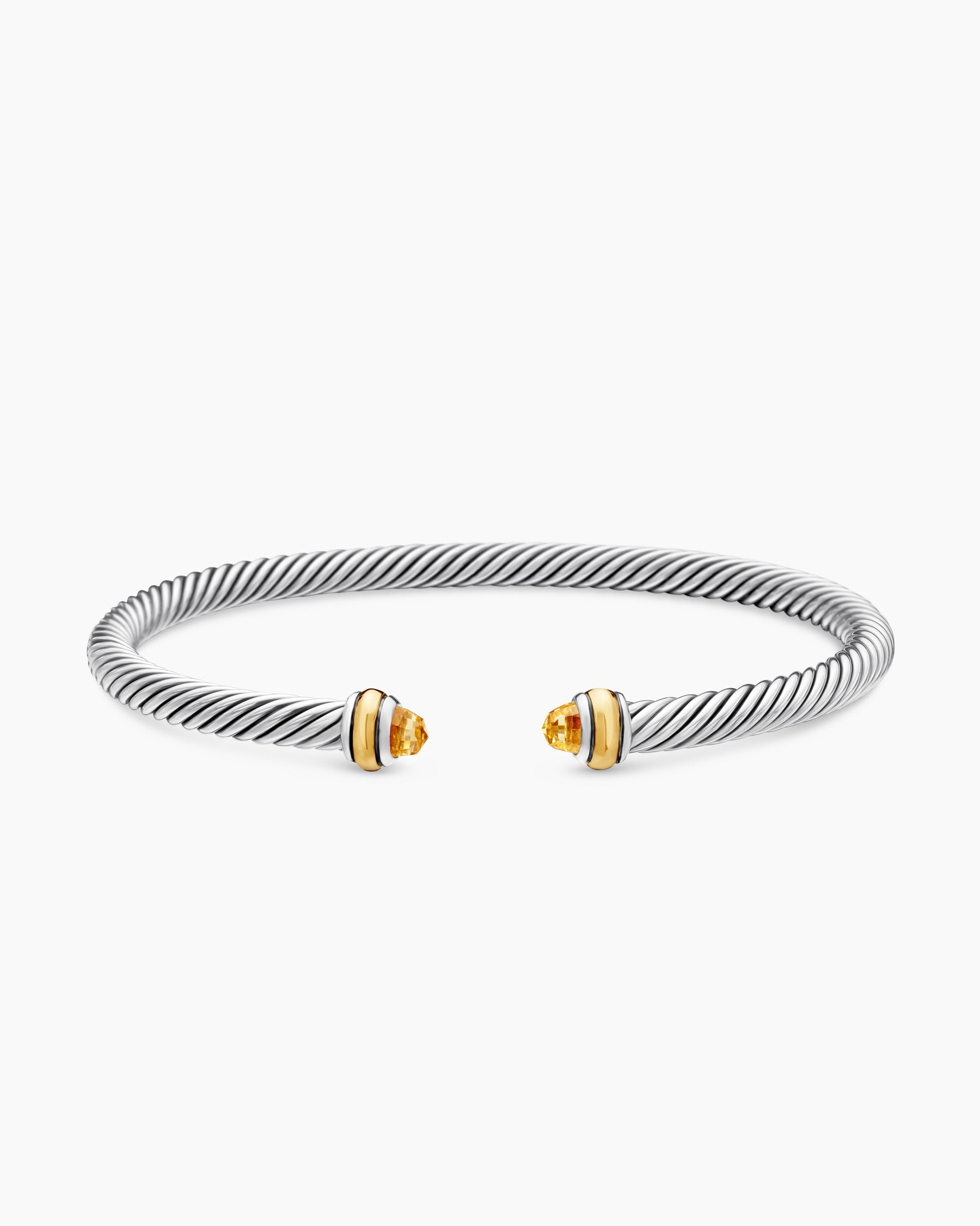 Classic Cable Bracelet in Sterling Silver with 18K Yellow Gold and Citrine, 4mm - Image 4