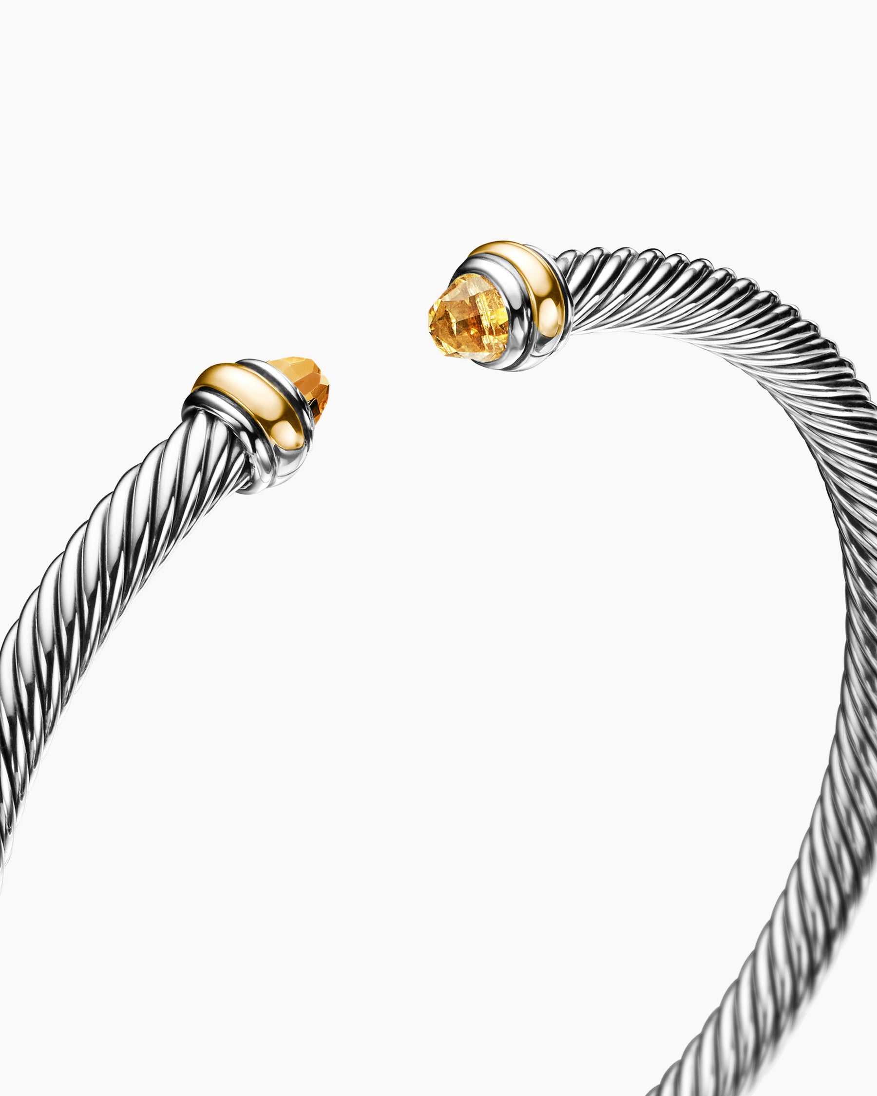 Classic Cable Bracelet in Sterling Silver with 18K Yellow Gold and Citrine, 4mm - Image 5