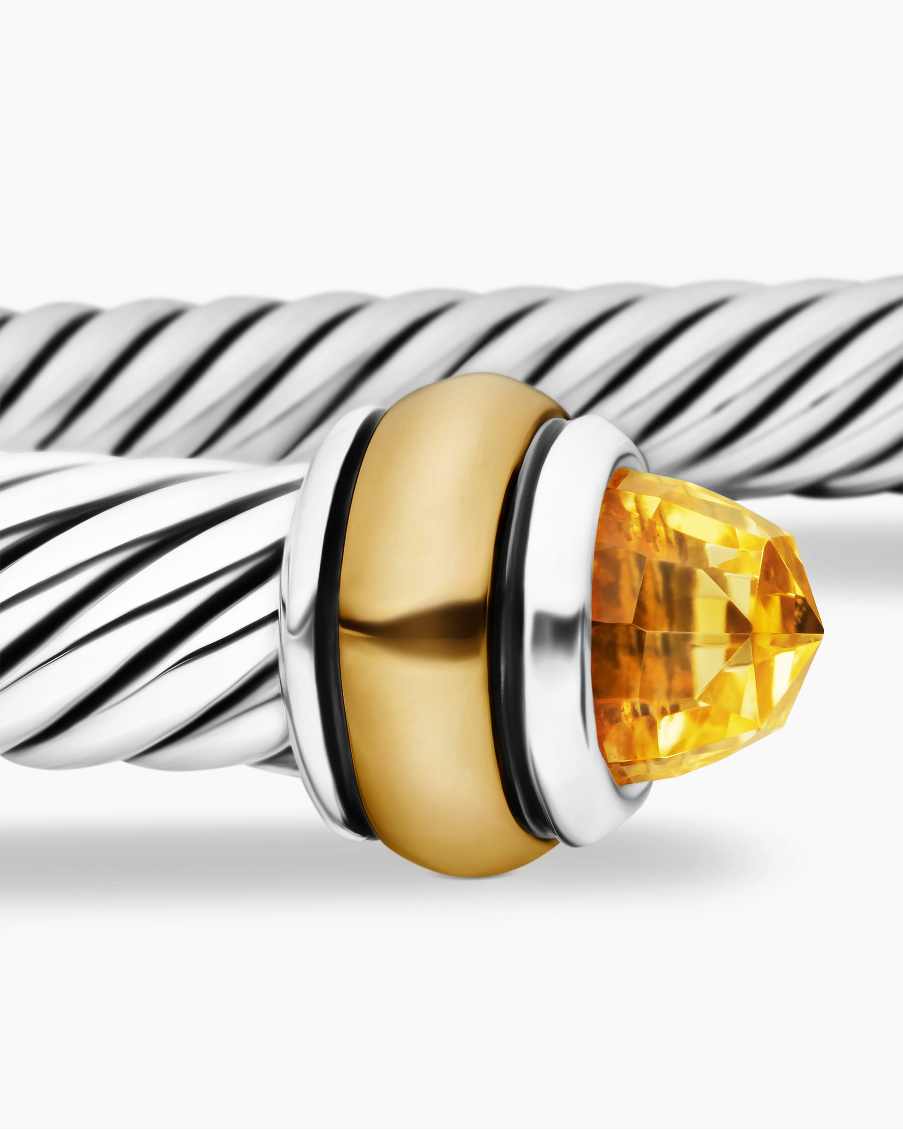 Classic Cable Bracelet in Sterling Silver with 18K Yellow Gold and Citrine, 4mm - Image 6