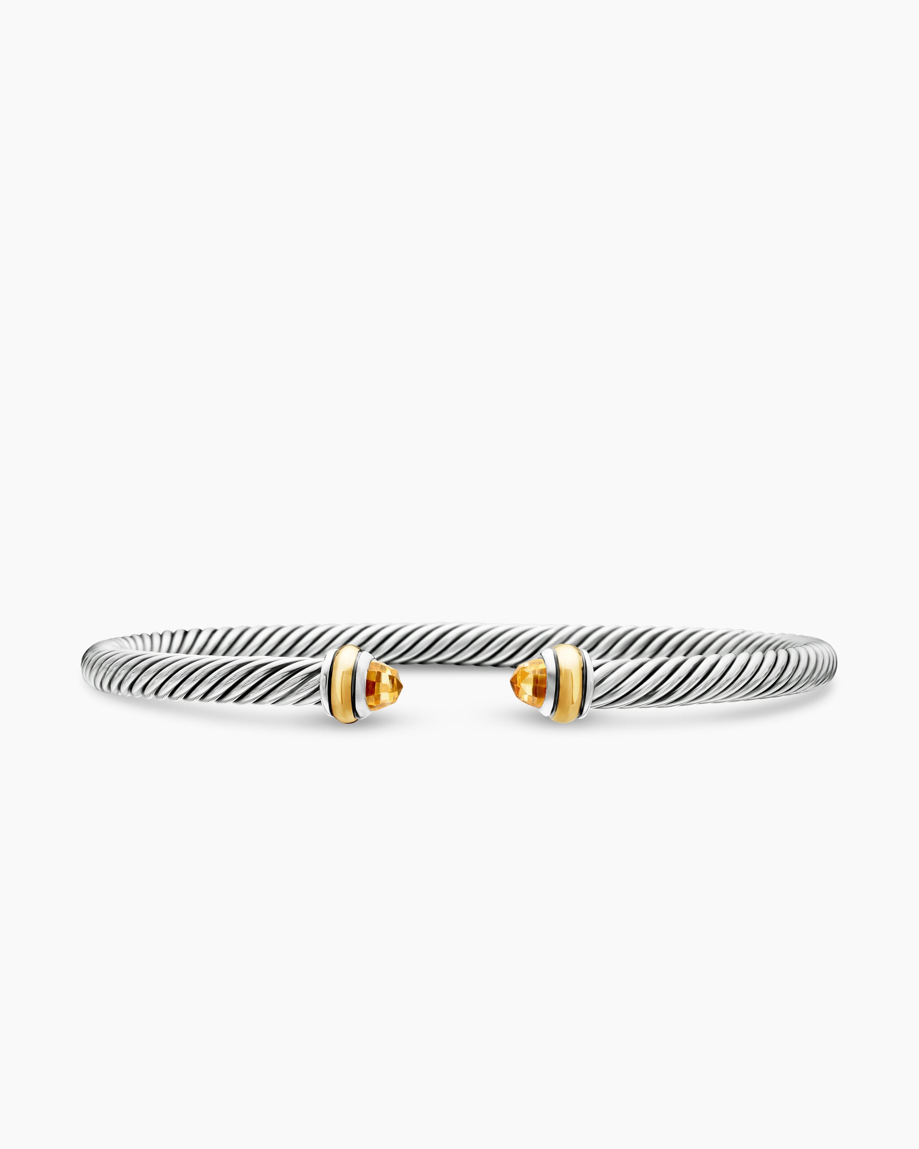 Classic Cable Bracelet in Sterling Silver with 18K Yellow Gold and Citrine, 4mm